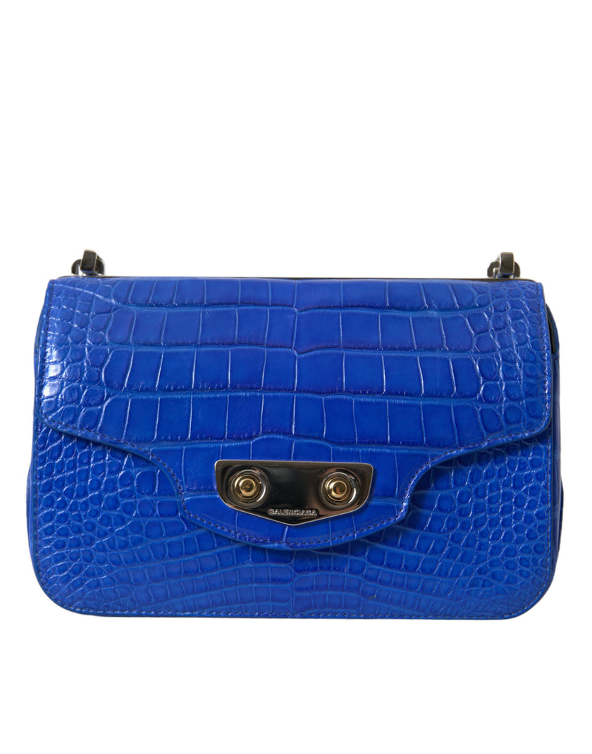 Blue Exotic Leather Neo Classic Purse Shoulder Handbag BagBALENCIAGA Absolutely stunning, 100% Authentic, brand new with tags BALENCIAGA neo classic chain mini bag. Model: Shoulder bag Colour: Blue Material: 100% Alligator skin Leather Magnetic closure Lo