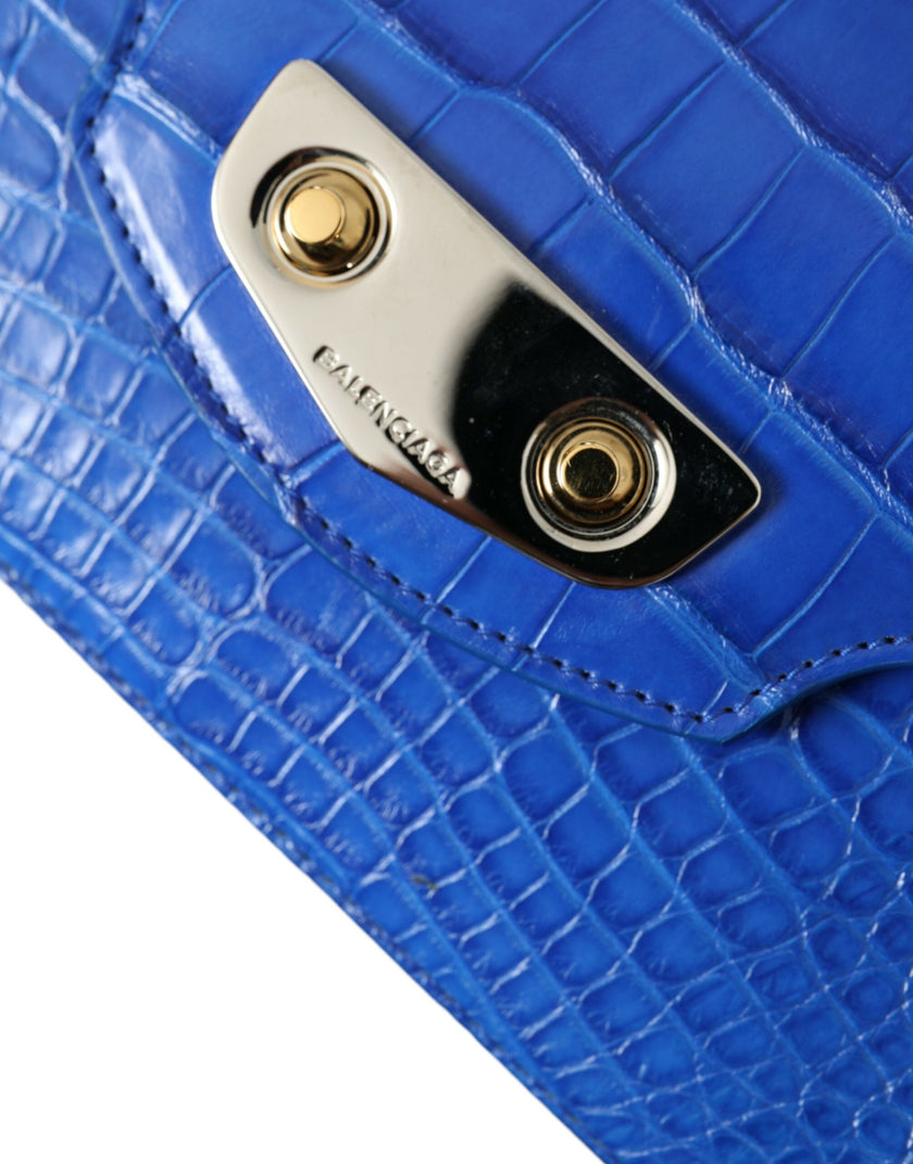 Blue Exotic Leather Neo Classic Purse Shoulder Handbag BagBALENCIAGA Absolutely stunning, 100% Authentic, brand new with tags BALENCIAGA neo classic chain mini bag. Model: Shoulder bag Colour: Blue Material: 100% Alligator skin Leather Magnetic closure Lo