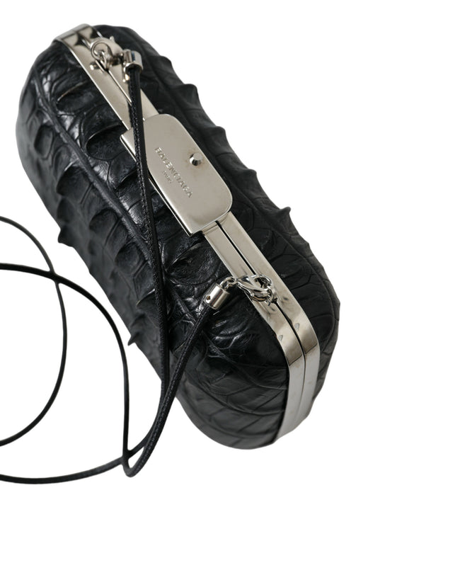 Black Exotic Skin Leather Shoulder Crossbody Box Clutch BagBALENCIAGA Absolutely stunning, 100% Authentic, brand new with tags BALENCIAGA crocodile skin leather clutch bag. Model: Shoulder bag, clutch, evening, party clutch Color: Black with silver metal