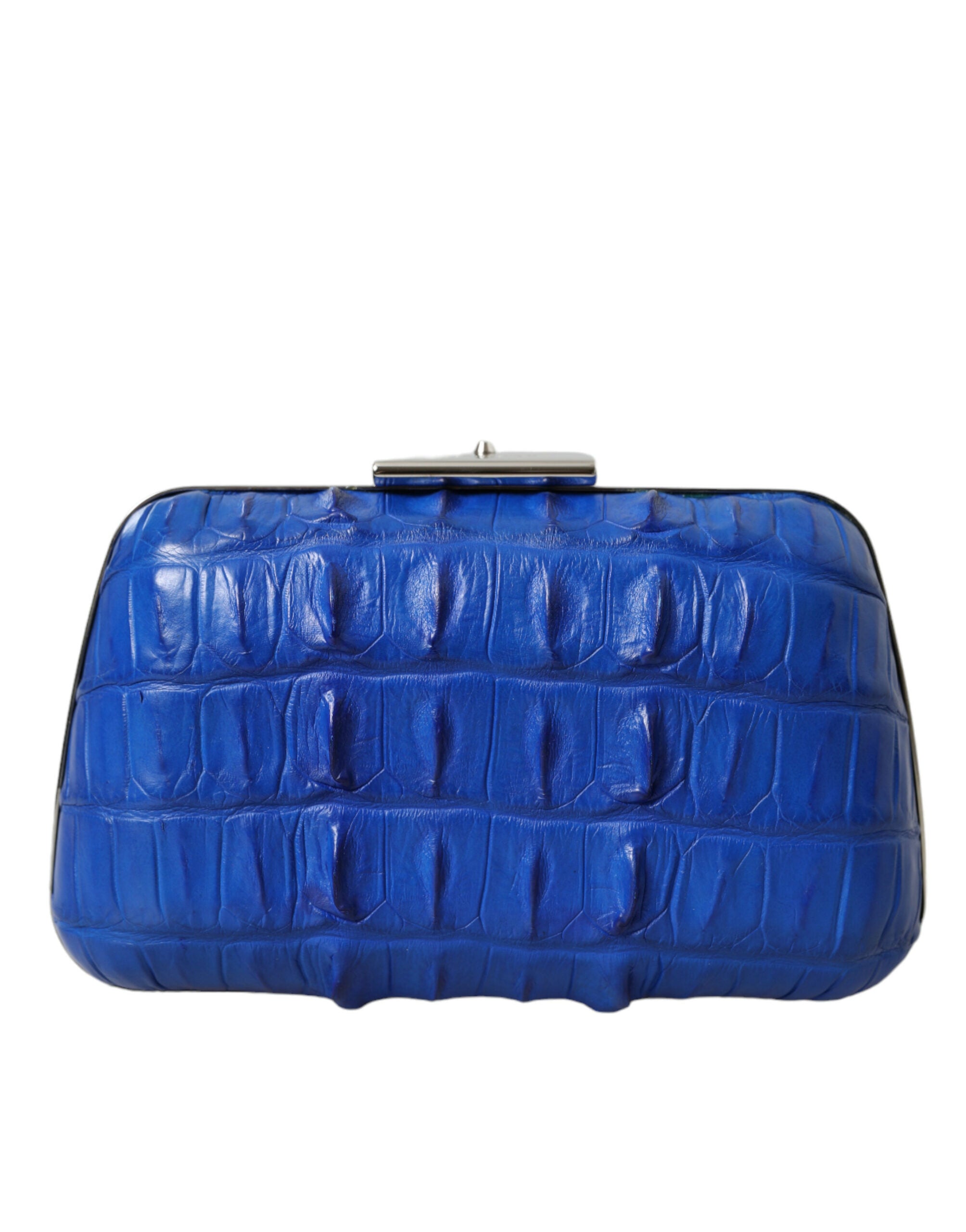 Umhängetasche aus blauem Krokodilleder