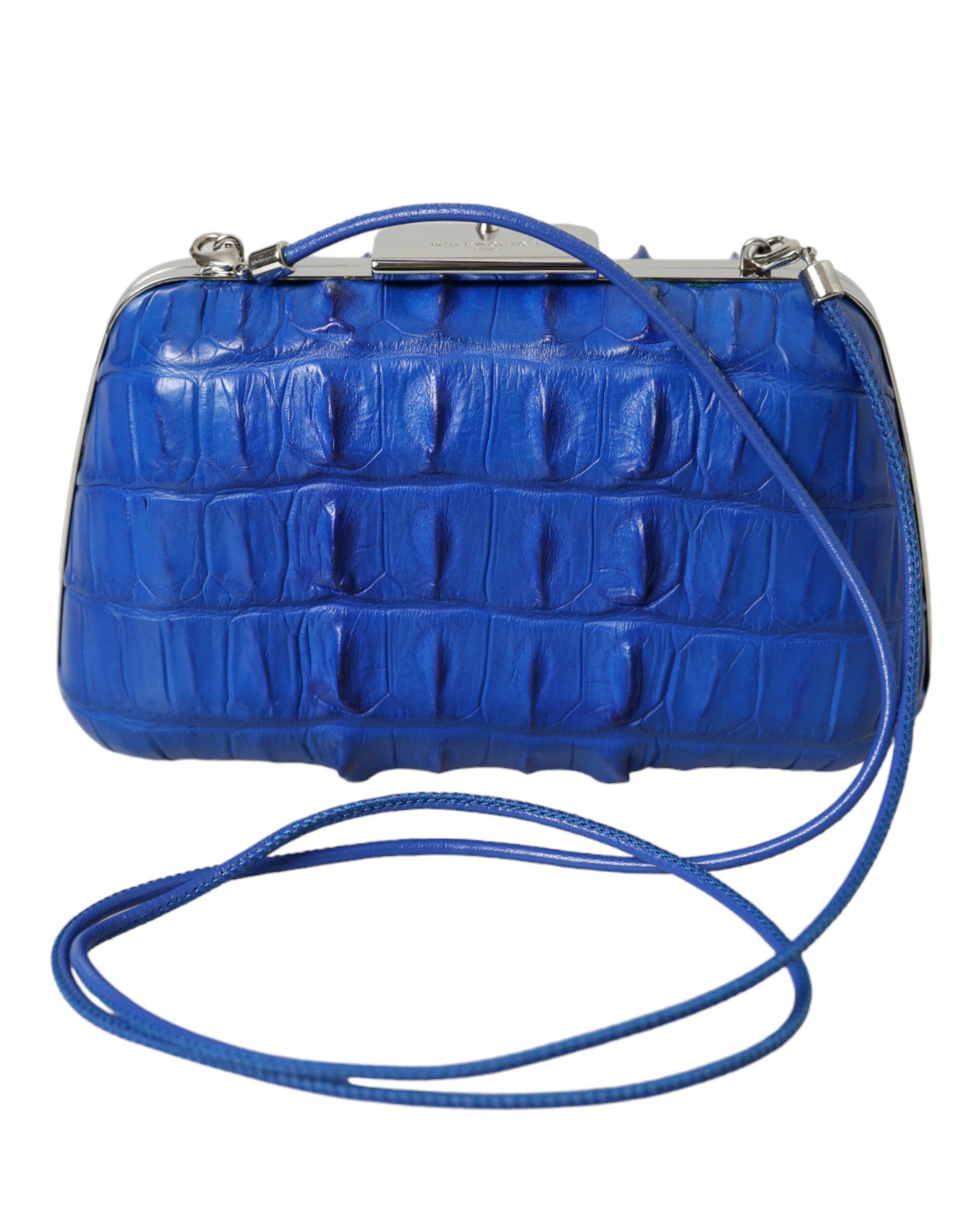 Blue Exotic Skin Leather Shoulder Crossbody Box Clutch BagBALENCIAGA Absolutely stunning, 100% Authentic, brand new with tags BALENCIAGA handbags crocodile skin leather clutch in blue electrique. Model: Shoulder evening hand clutch purse bag Color: Blue w