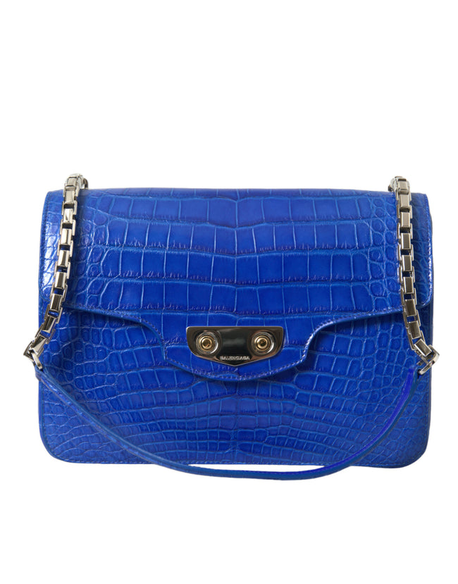 Blue Exotic Leather Neo Classic Small Shoulder BagBALENCIAGA Absolutely stunning, 100% Authentic, brand new with tags BALENCIAGA shoulder bag. Model: Balenciaga Neo Classic Chain, Shoulder bag Color: Blue with gold metal detailing Material: 100% Alligator