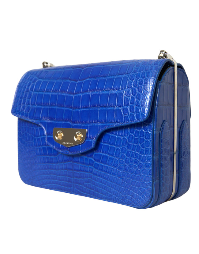 Blue Exotic Leather Neo Classic Small Shoulder BagBALENCIAGA Absolutely stunning, 100% Authentic, brand new with tags BALENCIAGA shoulder bag. Model: Balenciaga Neo Classic Chain, Shoulder bag Color: Blue with gold metal detailing Material: 100% Alligator