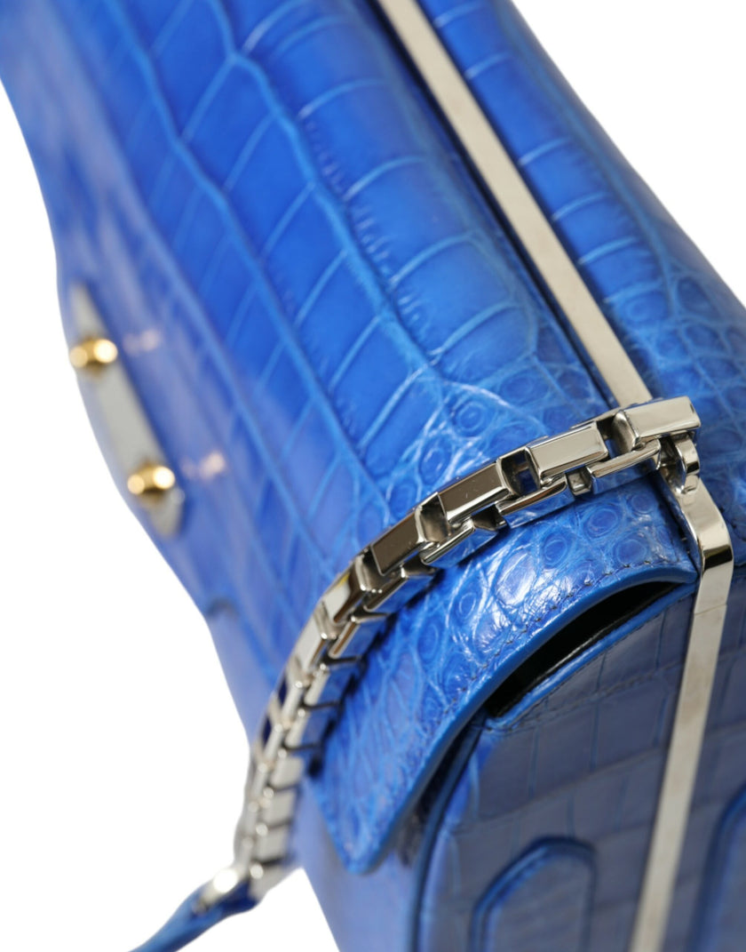 Blue Exotic Leather Neo Classic Small Shoulder BagBALENCIAGA Absolutely stunning, 100% Authentic, brand new with tags BALENCIAGA shoulder bag. Model: Balenciaga Neo Classic Chain, Shoulder bag Color: Blue with gold metal detailing Material: 100% Alligator