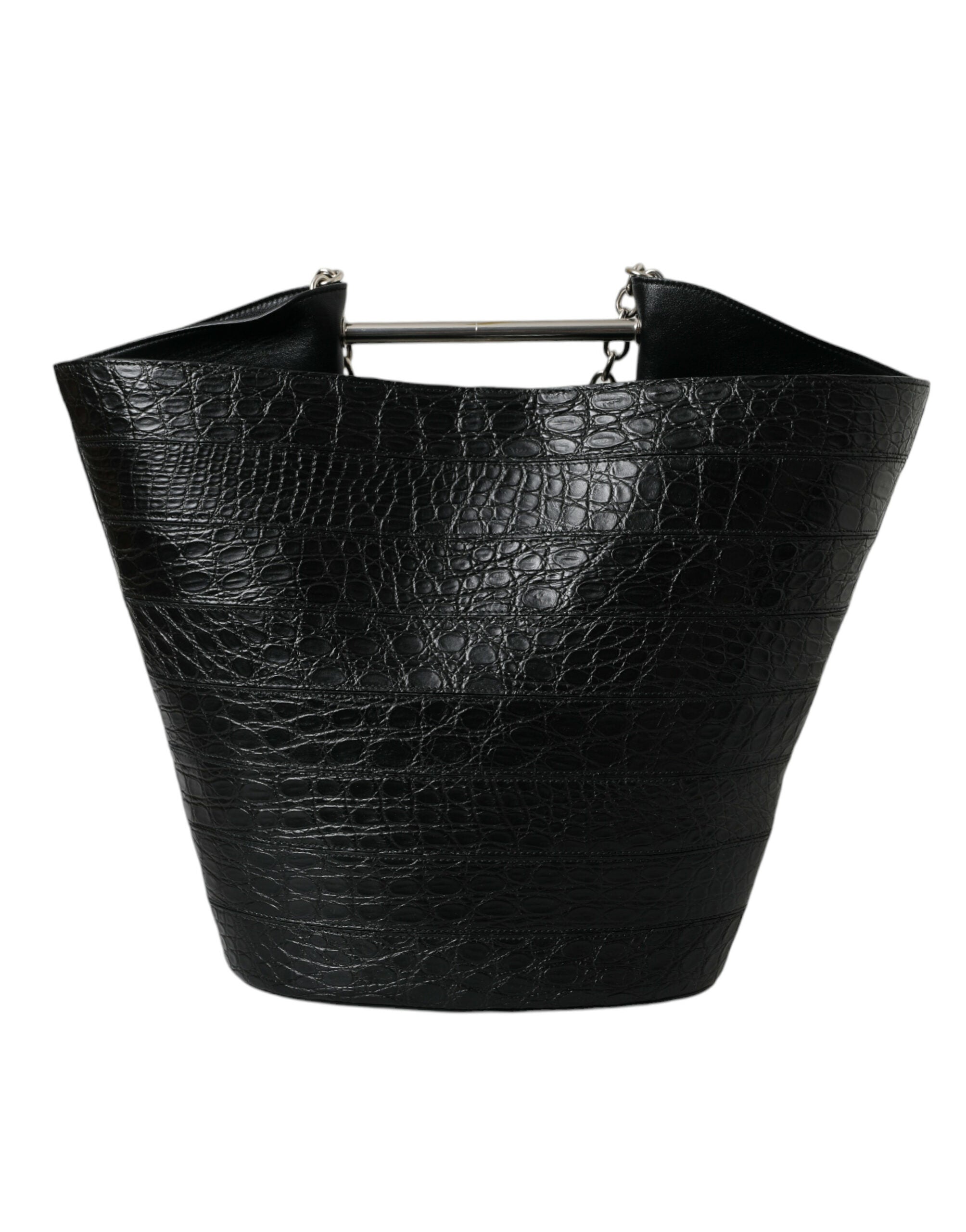 Black Exotic Skin Leather Maxi Bucket Tote Purse BagBALENCIAGA Absolutely stunning, 100% Authentic, brand new with tags BALENCIAGA black crocodile leather maxi bucket bag. Model: Maxi bucket bag Colour: Black Material: 75% Crocodile 15% Lamb Leather 10% C