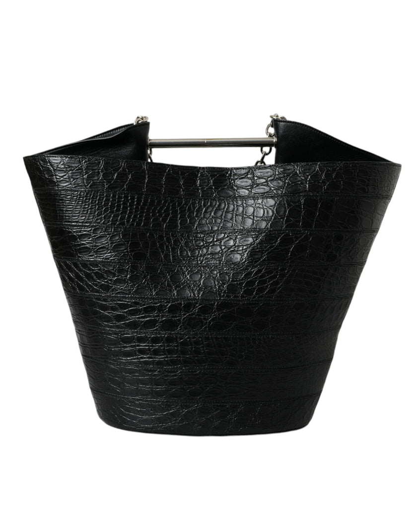 Black Exotic Skin Leather Maxi Bucket Tote Purse BagBALENCIAGA Absolutely stunning, 100% Authentic, brand new with tags BALENCIAGA black crocodile leather maxi bucket bag. Model: Maxi bucket bag Colour: Black Material: 75% Crocodile 15% Lamb Leather 10% C
