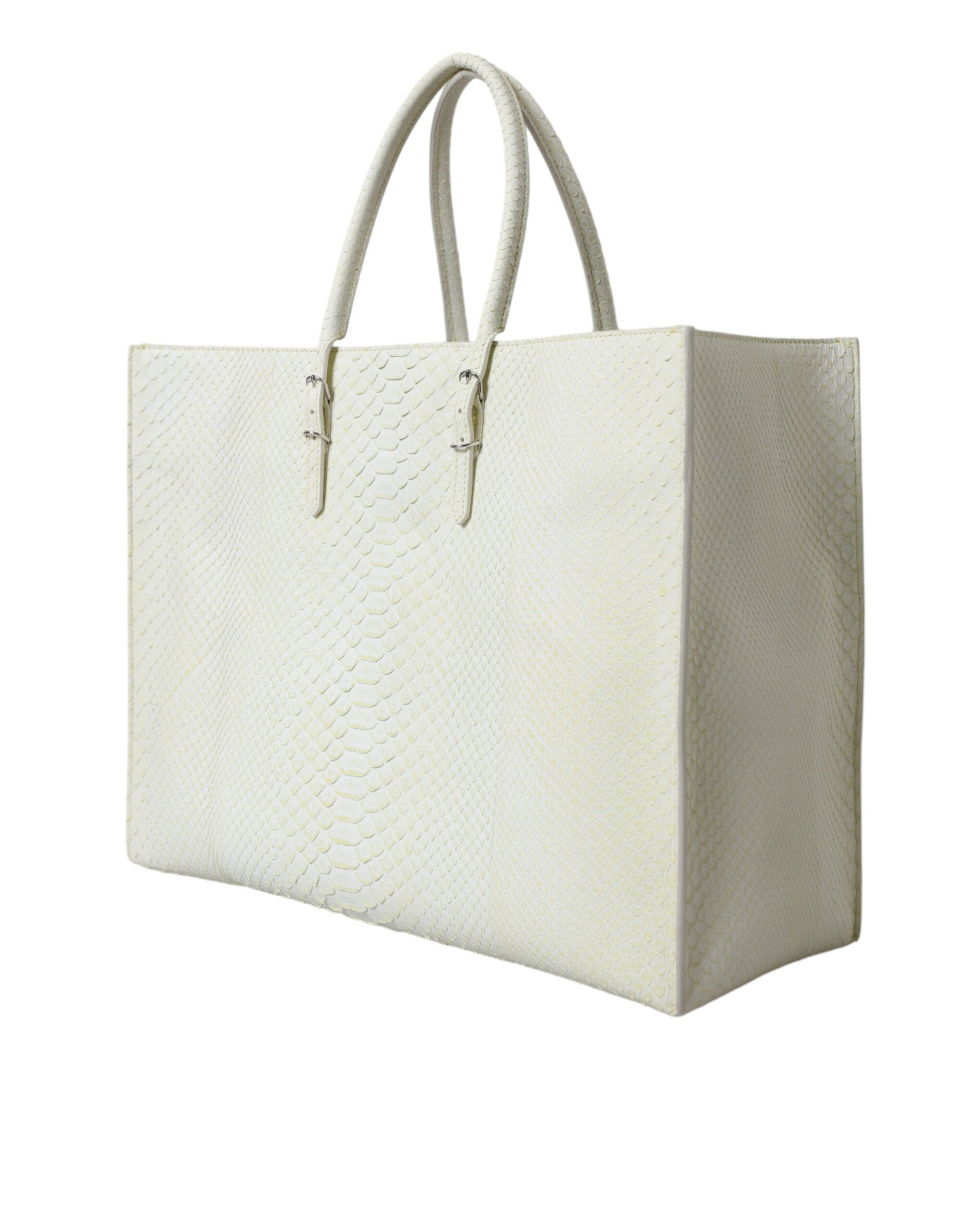 Sac cabas en cuir exotique blanc et jaune PAPIER