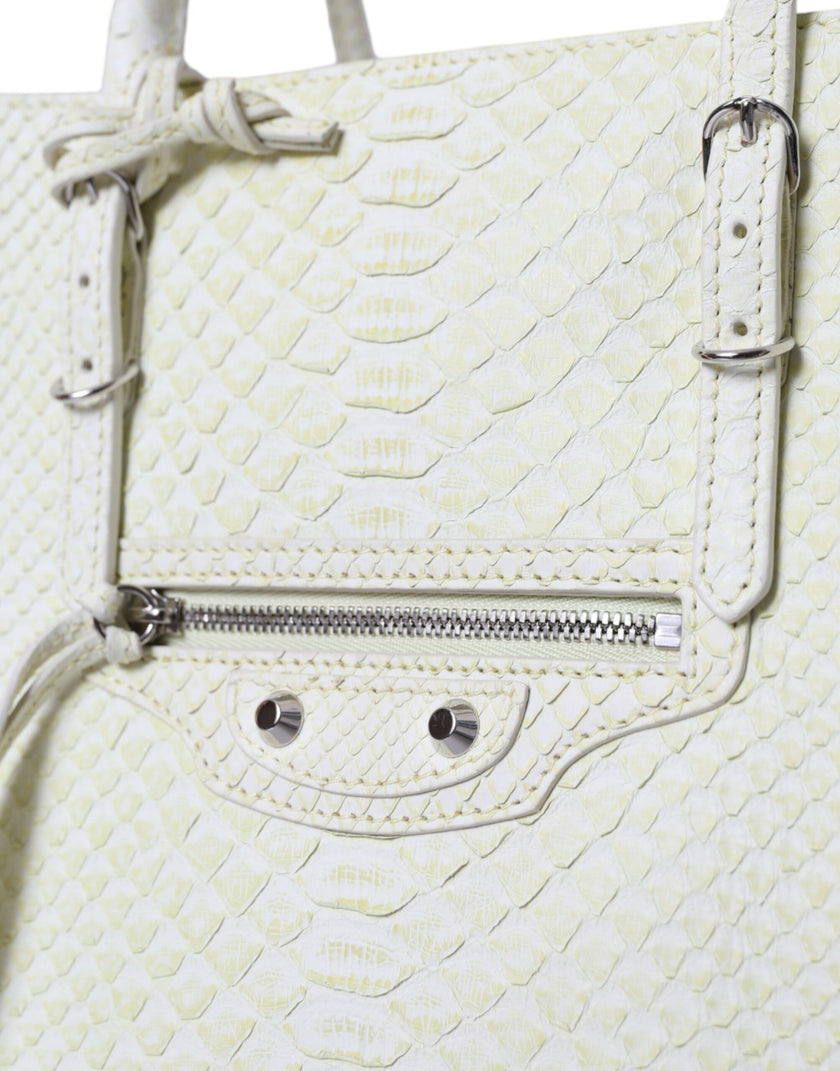 White Yellow Exotic Skin Leather Shopping Tote PAPIER BagBALENCIAGA Absolutely stunning, 100% Authentic, brand new with tags BALENCIAGA papier A4 classic studs bag, crafted in genuine python, features dual rolled slim handles, front zip pocket, studs and