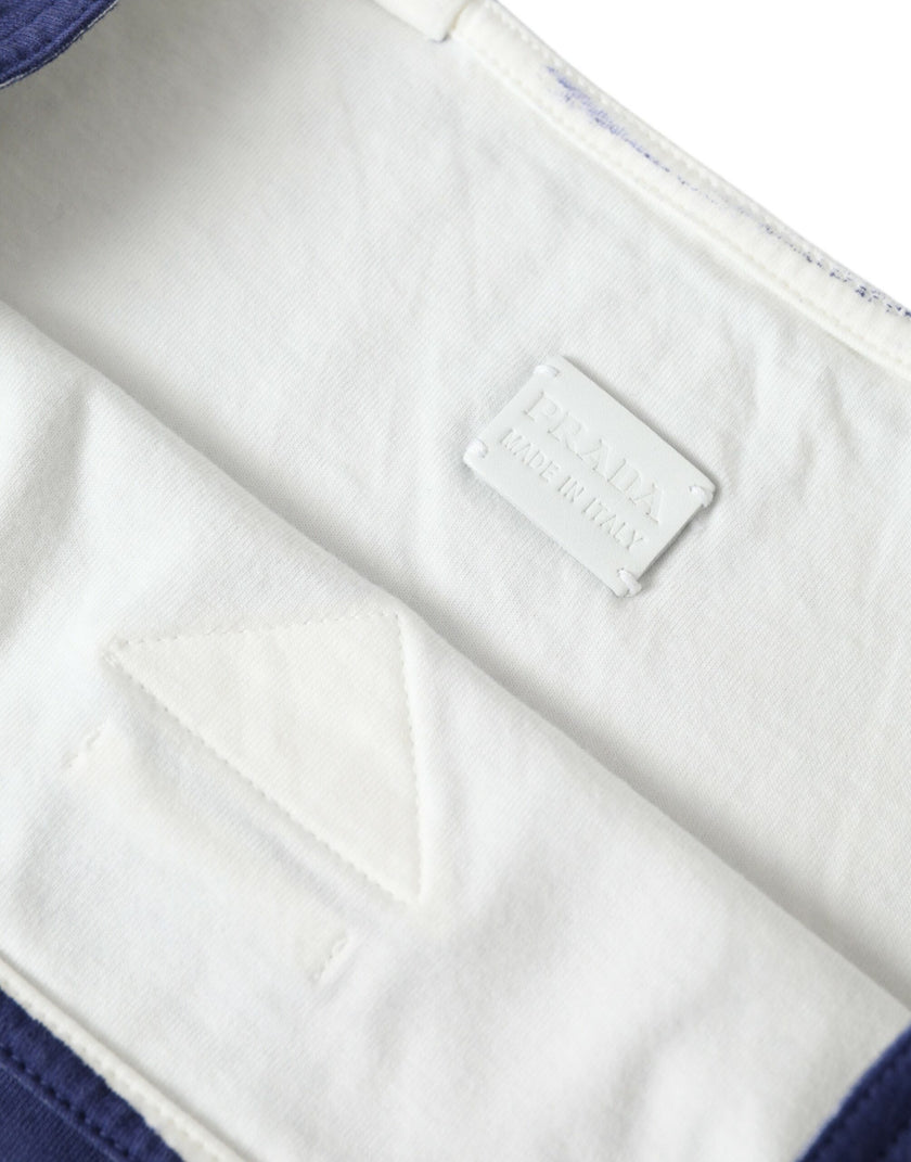 Blue Jersey Fabric Logo Shoulder Shopping Tote Shopping BagPRADA Absolutely stunning, 100% Authentic, brand new with tags PRADA shopping tote bag. Model: Shopping tote bag Colour: Blue Material: Fabric Logo details Made in Italy Measurements: 39cm x 34cm