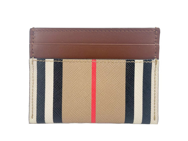 Sandon Tan Canvas Check Printed Leather Slim Card Case WalletStyle: Burberry Sandon Tan Canvas Check Slim Card Case Wallet Material: Printed Leather Features: 4 Card Slots, Center Note Compartment Measures: 10cm L x 8cm HSandon Tan Canvas Check Printed Le
