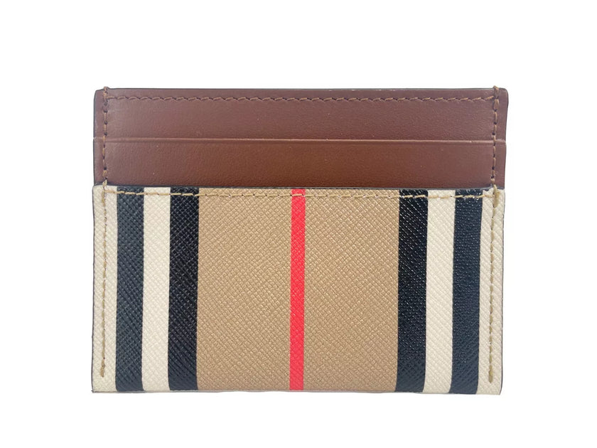 Sandon Tan Canvas Check Printed Leather Slim Card Case WalletStyle: Burberry Sandon Tan Canvas Check Slim Card Case Wallet Material: Printed Leather Features: 4 Card Slots, Center Note Compartment Measures: 10cm L x 8cm HSandon Tan Canvas Check Printed Le
