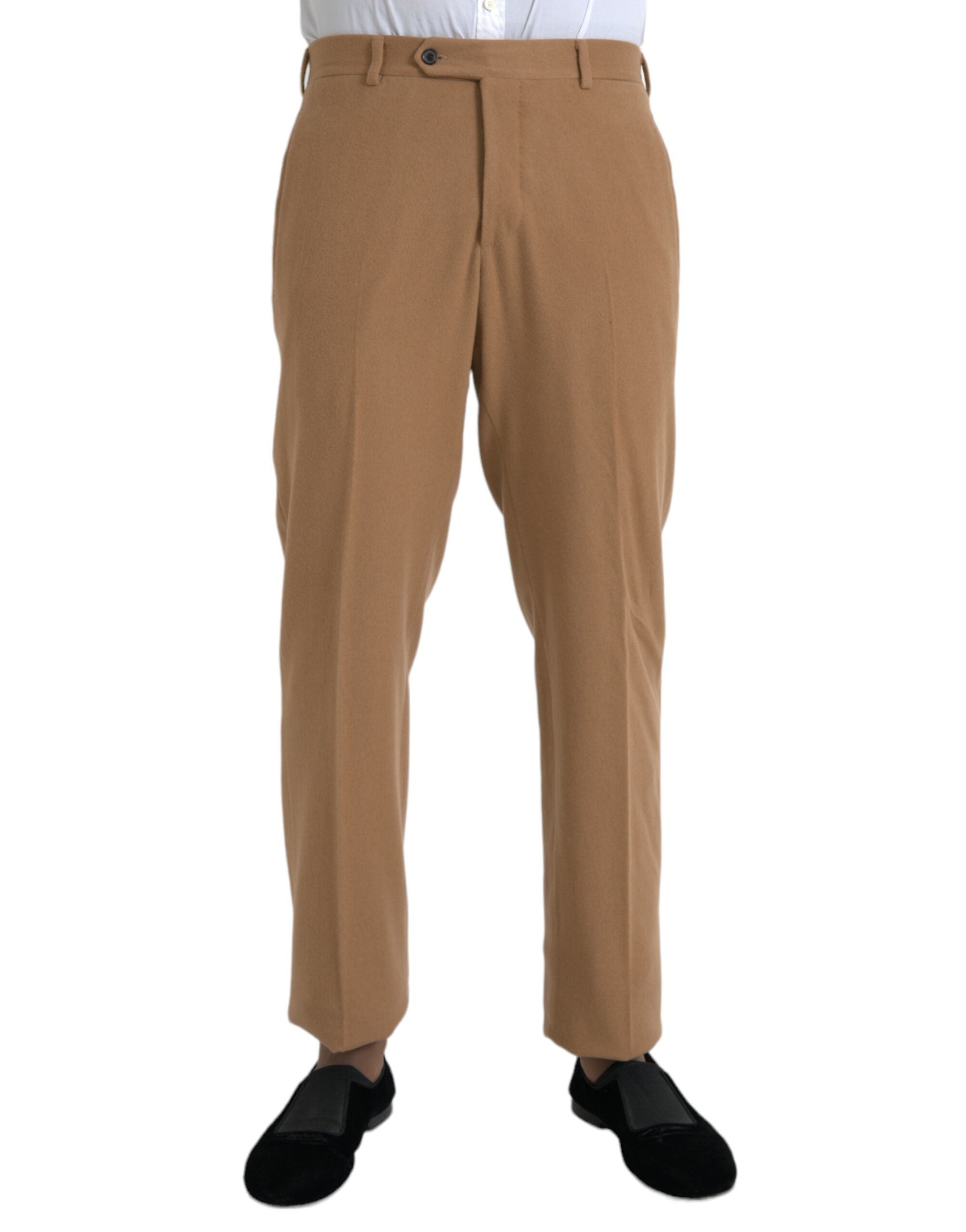 Beige Cashmere Dress Pants Regular Fit by Prada