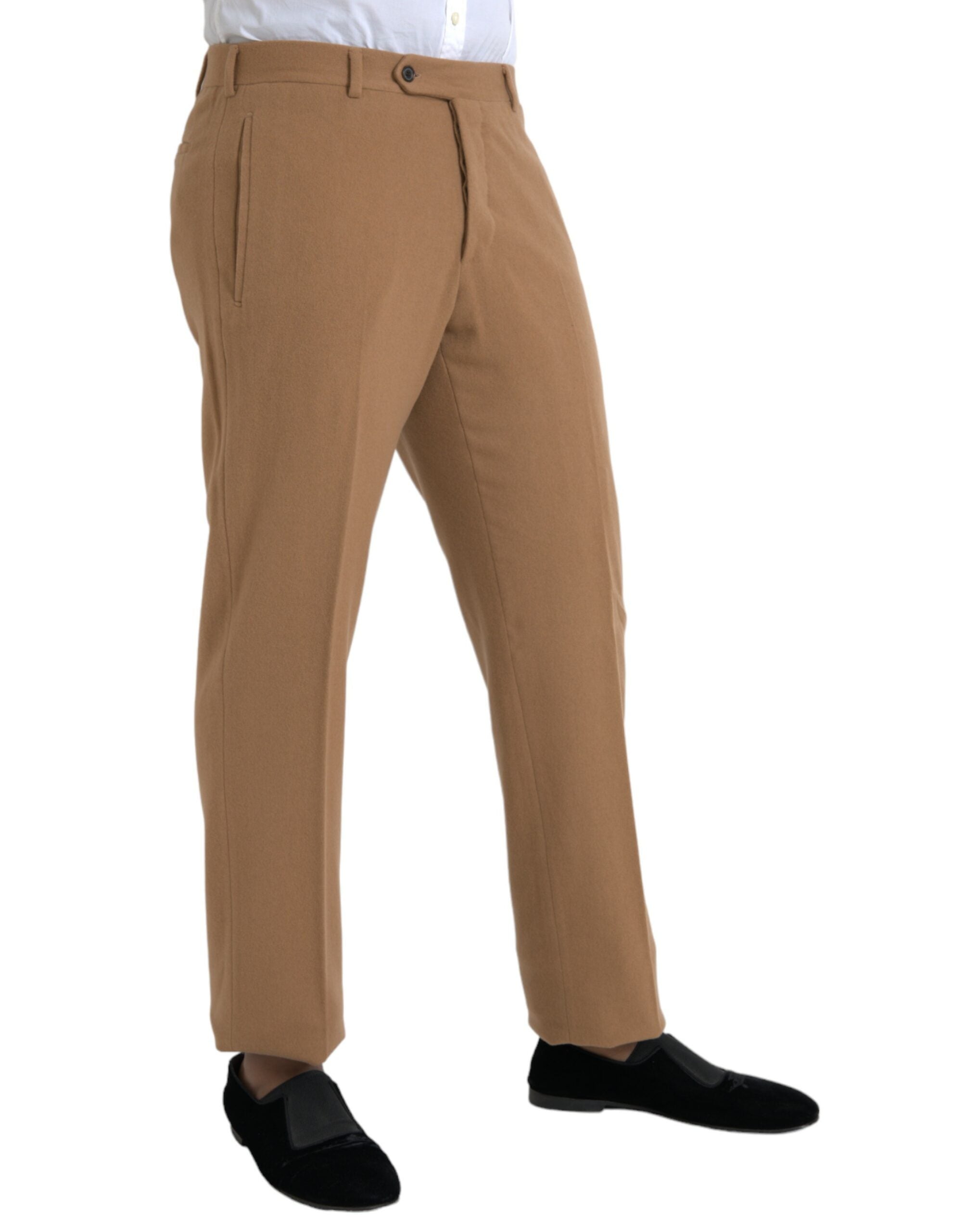 Beige Cashmere Dress Pants Regular Fit by Prada