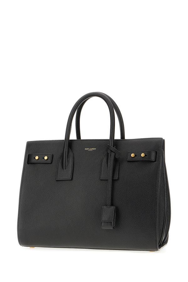 Schwarze Lederhandtasche Sac De Jour mit abnehmbarem Riemen