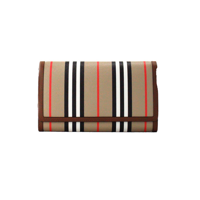 Hannah Icon Stripe Archive Tan E-Canvas Leather Wallet Crossbody BagStyle: Burberry Hannah Icon Stripe Archive Tan Wallet Crossbody Bag Material: E-Canvas and Leather Features: Adjustable Crossbody Strap, Outer Slip Pocket, Snap Closure, 12 Card Slots, Ce