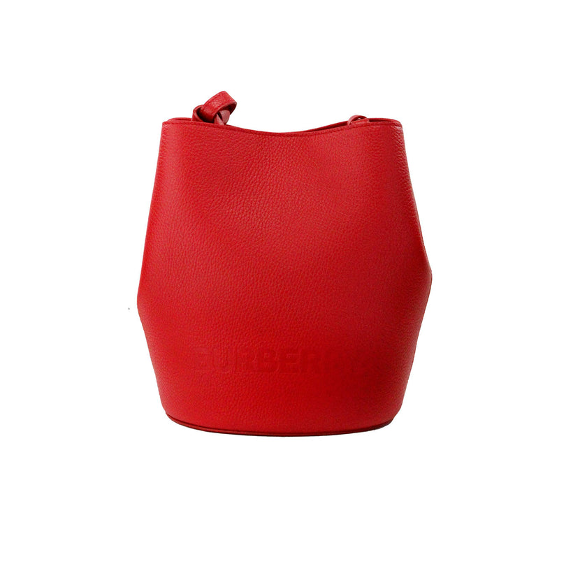 Lorne Small Red Pebbled Leather Bucket Crossbody Purse BagStyle: Burberry Lorne Small Branded Bucket Crossbody Bag (Red) Material: Pebbled Leather Features: Inner Zip Pocket, Soft Nylon Lining, Adjustable Crossbody Strap, Magnetic Closure Measures: 19.05