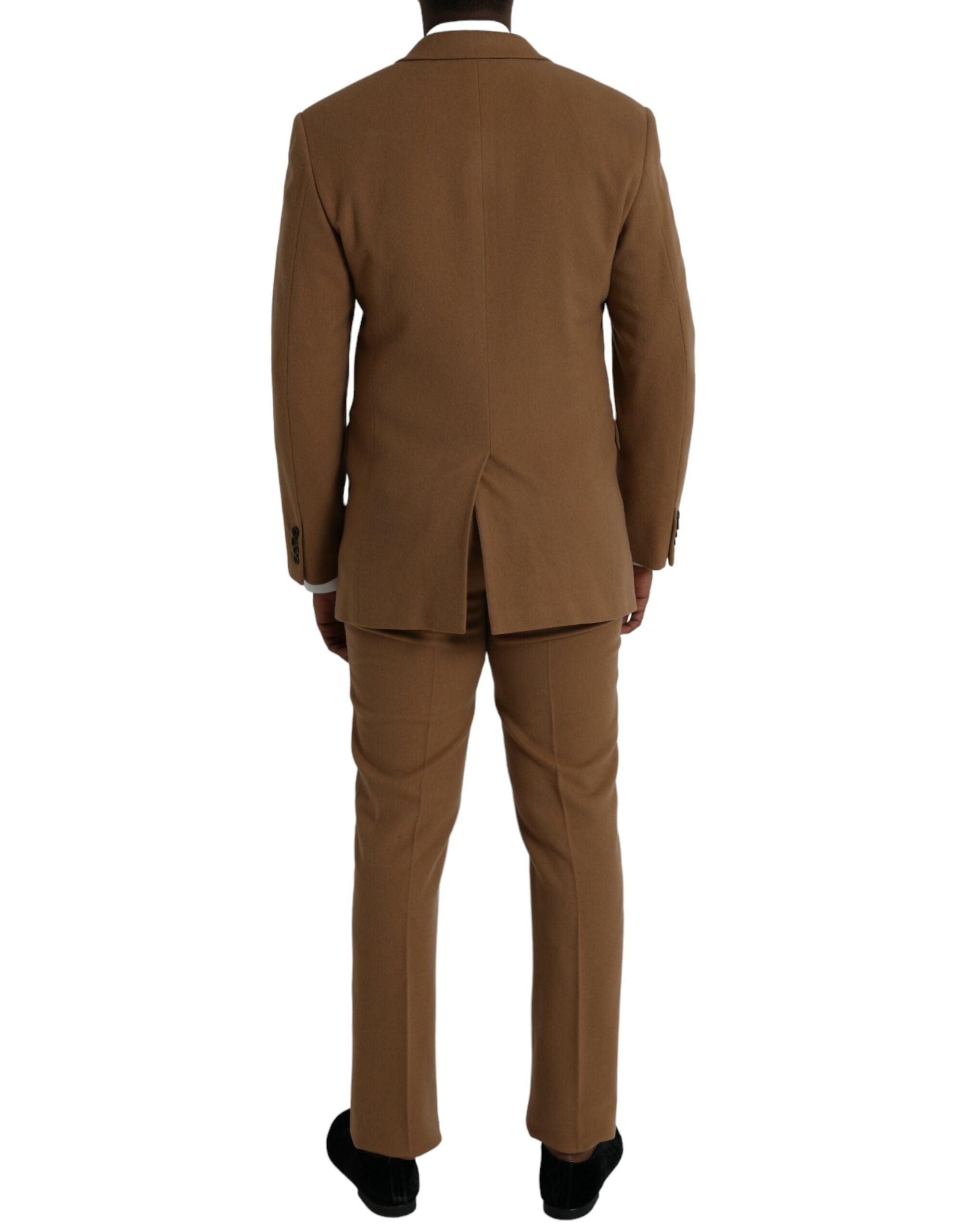 Costume deux pièces en cachemire marron à simple boutonnage