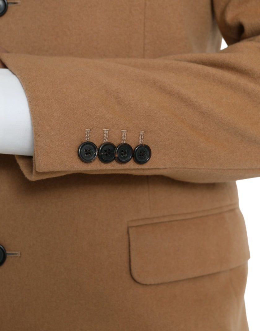 Brown Cashmere 2 Piece Single Breasted SuitPRADA Absolutely stunning, 100% Authentic, brand new with tags PRADA three button single breasted slim fit 2 piece suit. Colour: Brown Style: Single breasted 2 piece suit; includes blazer and pants Closure: Three