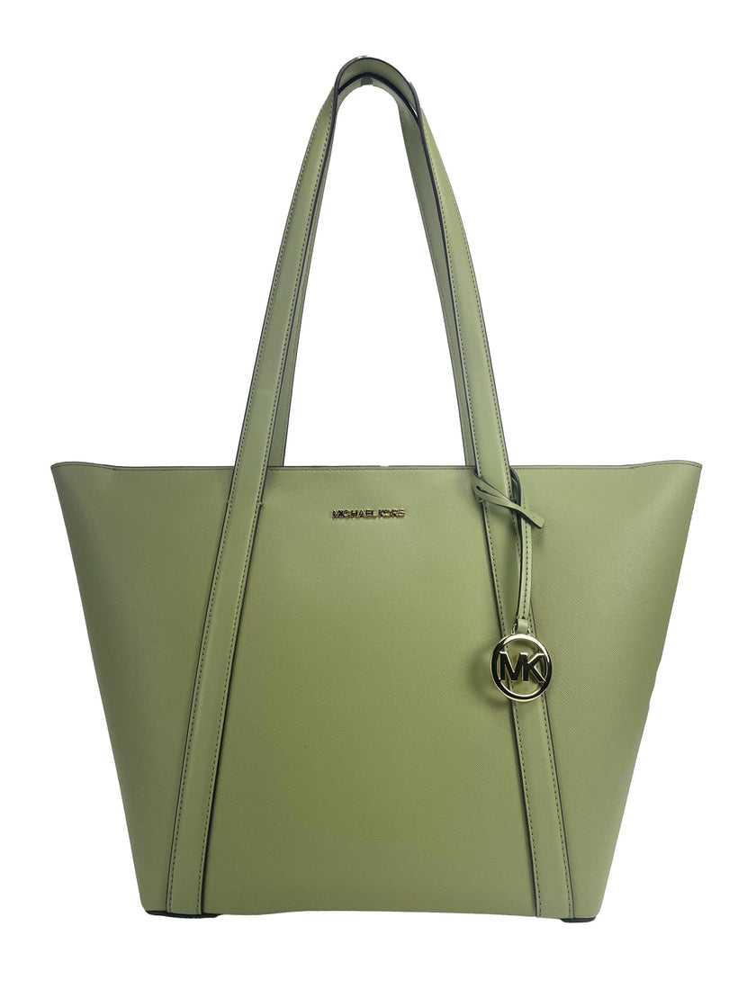 Large Pratt Shoulder Zip Tote Bag Light SageStyle: Michael Kors Pratt Large Shoulder Tote Bag (Light Sage) Material: Coated Canvas / Leather Features: Gold Hardware, Zip Clousure, MK Charm Measures: 29.21 cm L x 45.72 cm H x 13.33 cm DLarge Pratt Shoulder