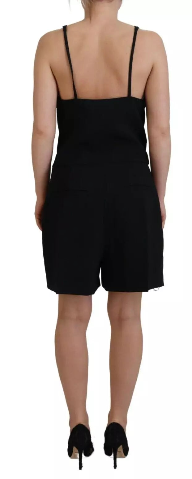 Black Synthetic Sleeveless V-Neck Embellished Jumpsuit