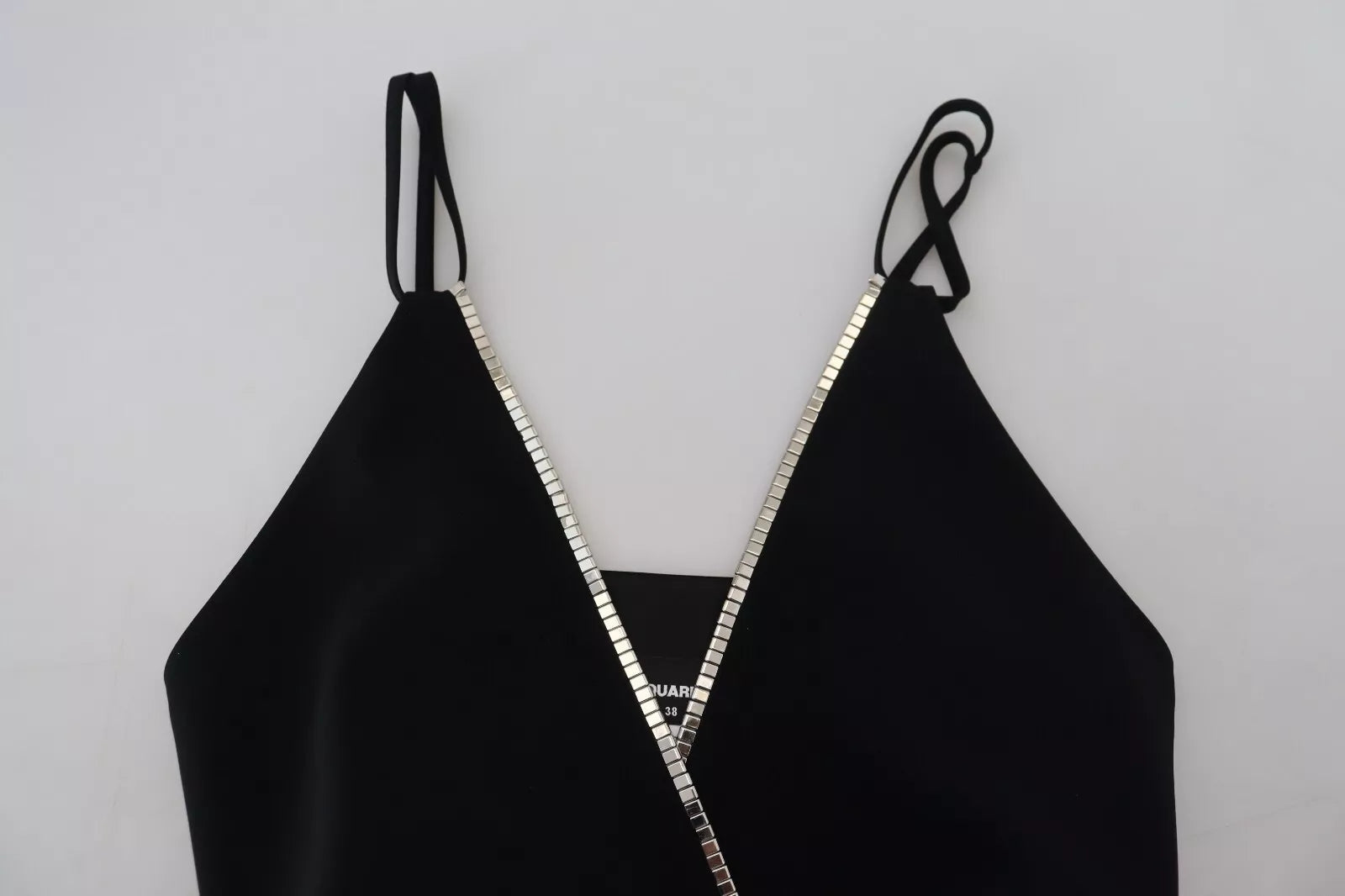Black Synthetic Sleeveless V-Neck Embellished Jumpsuit