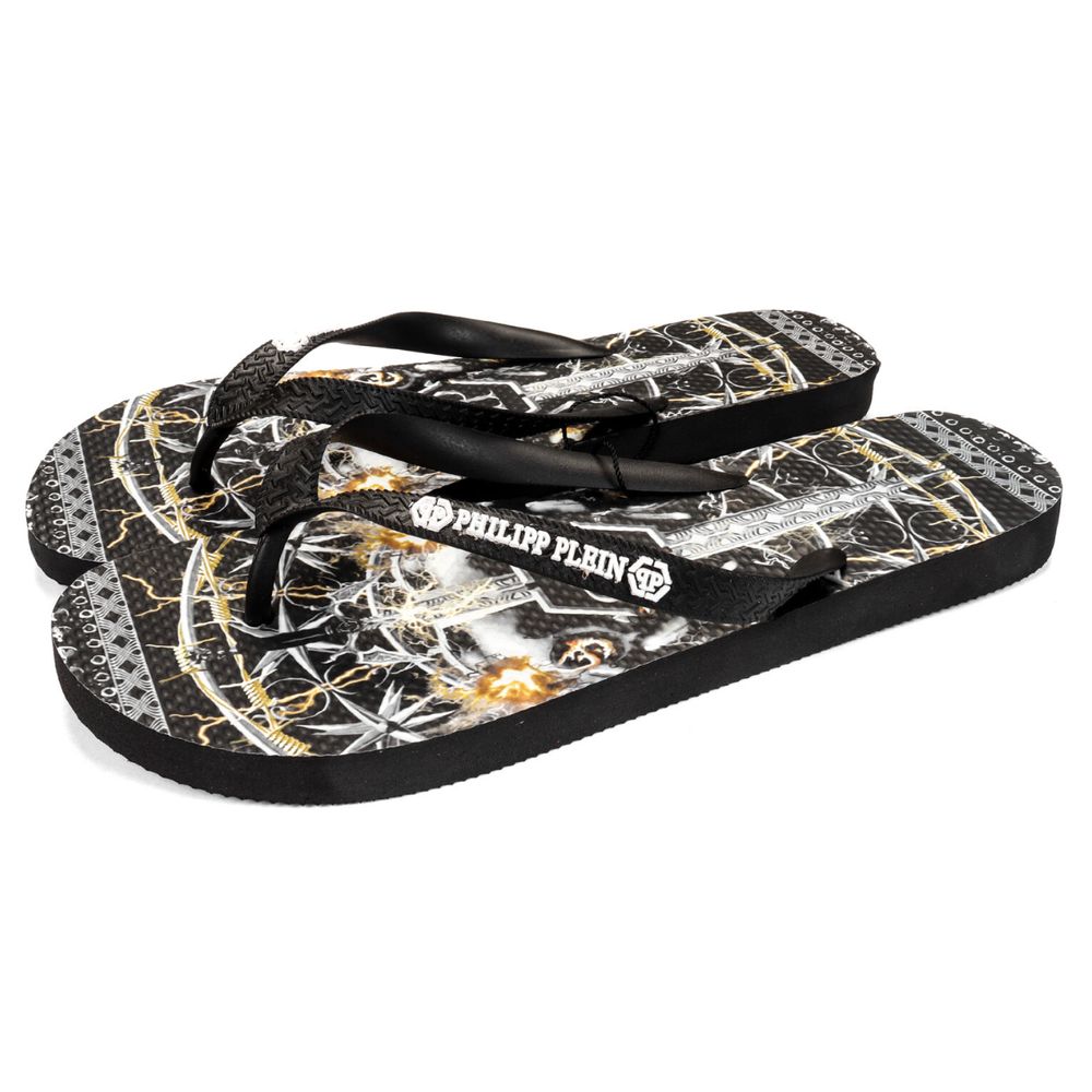 Multicolor Polyester Women Flip FlopElevate your summer escapades with statement-making Philipp Plein women’s flip flops. Crafted from premium polyethylene and polyester, these sandals boast a vibrant multicolor graphic print that showcases your bold styl