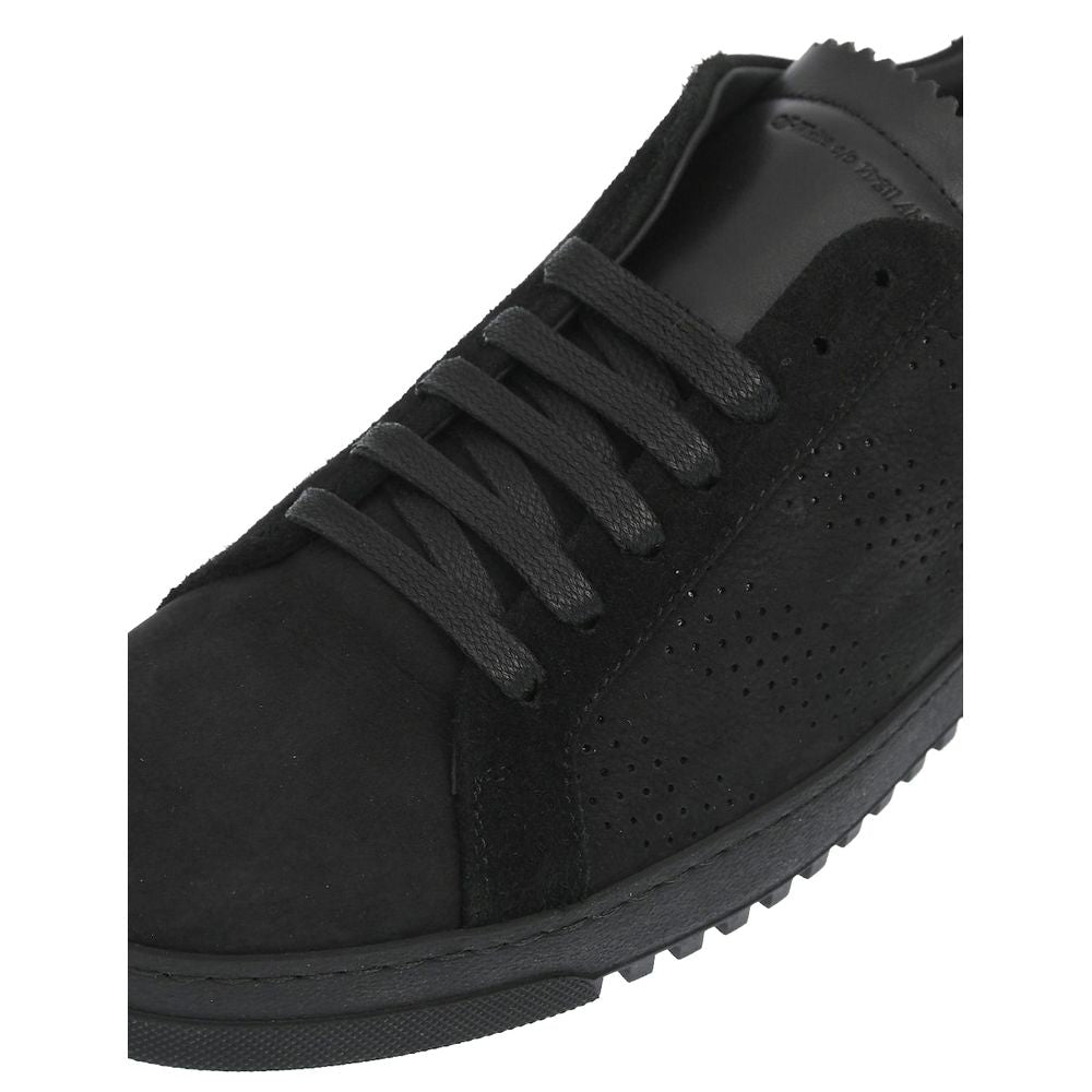 Black Calfskin Women SneakerElevate your sneaker game with the cutting-edge Off-White lace-ups. Crafted in Italy with plush suede calfskin, these black beauties blend superior comfort with avant-garde style. Designed to turn heads and keep feet fresh with