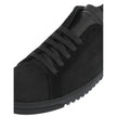 Black Calfskin Women SneakerElevate your sneaker game with the cutting-edge Off-White lace-ups. Crafted in Italy with plush suede calfskin, these black beauties blend superior comfort with avant-garde style. Designed to turn heads and keep feet fresh with