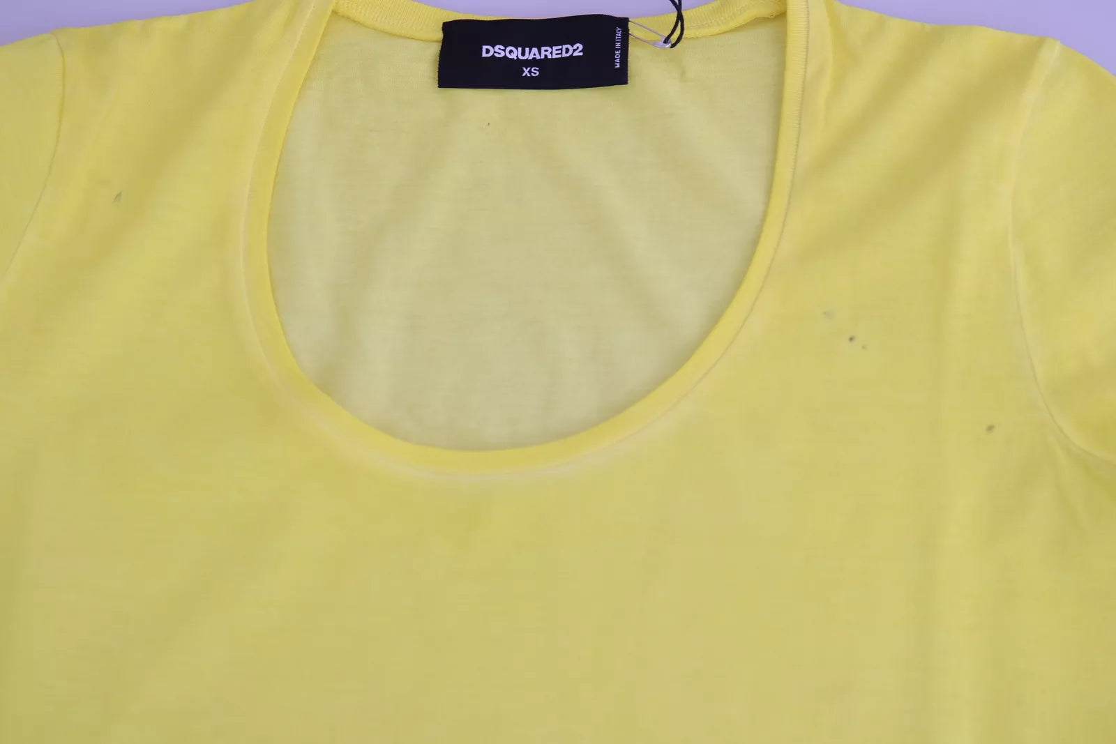Yellow Cotton Blouse with Round Neck and Short Sleeves