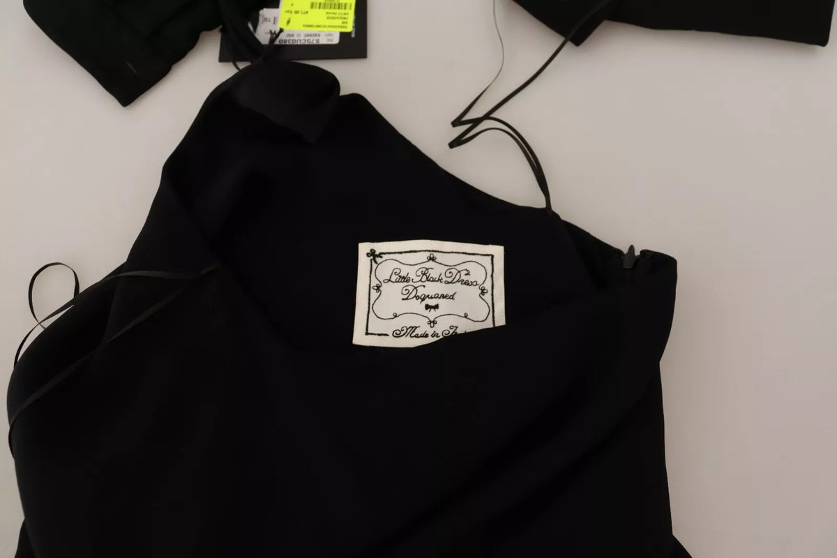 Robe longue noire fendue sur les côtés Dsquared² à manches longues