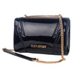 Black Polyethylene Women Crossbody BagDive into the world of high fashion with this audacious Plein Sport crossbody bag, perfect for those who dare to stand out. Exuding a patent leather finish with iconic brand logos emblazoned on both sides, this bag ma