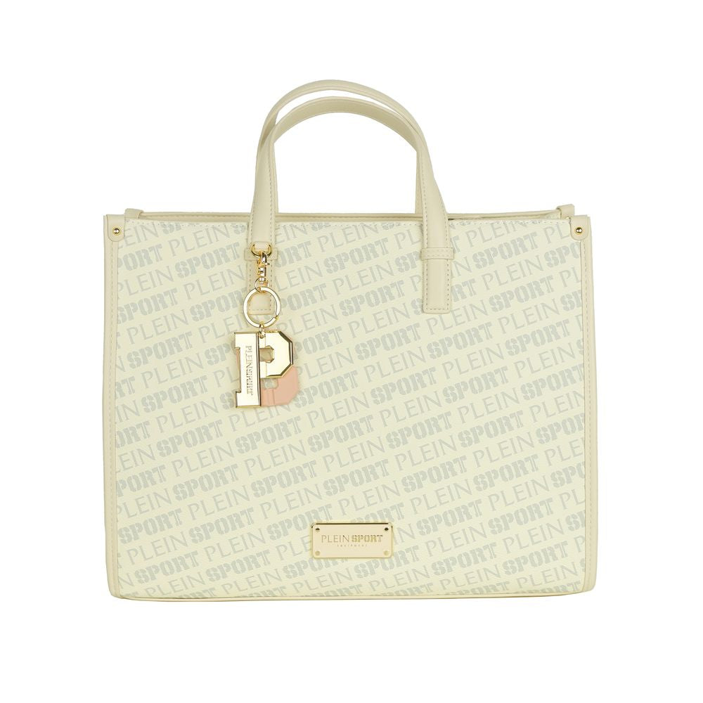 White Polyamide Women Shoulder BagElevate your athletic chic with the Plein Sport tote bag, crafted with sleek polyamide for durability and effortless style. This white wonder comes with a cross belt for versatile carrying options, while the removable key