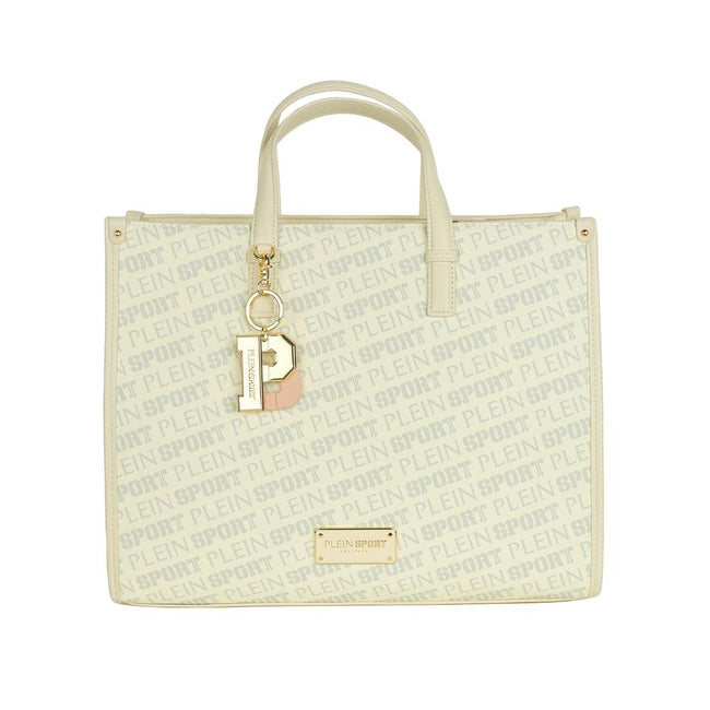 White Polyamide Women Shoulder BagElevate your athletic chic with the Plein Sport tote bag, crafted with sleek polyamide for durability and effortless style. This white wonder comes with a cross belt for versatile carrying options, while the removable key
