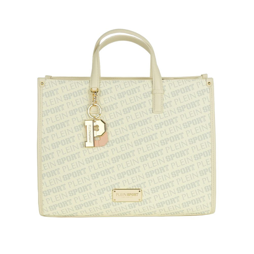 White Polyamide Women Shoulder BagElevate your athletic chic with the Plein Sport tote bag, crafted with sleek polyamide for durability and effortless style. This white wonder comes with a cross belt for versatile carrying options, while the removable key