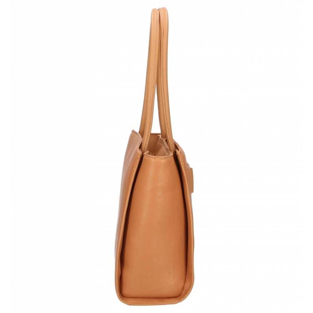 Brown Polyethylene Women Shoulder BagUnleash the urban allure of high-end athleticism with this Plein Sport tote bag. Crafted from durable polyethylene, it stands as a bold testament to luxury sportswear. The brown hue complements the striking silver-tone