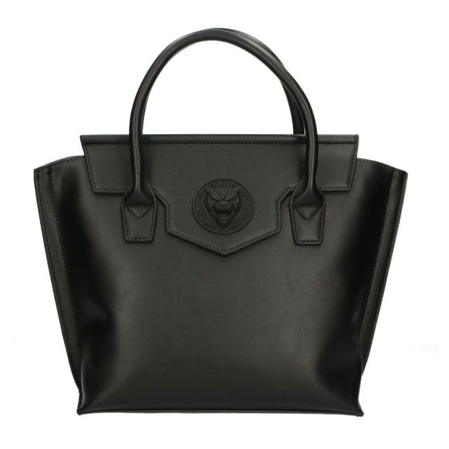 Elegant Black Magnetic HandbagDiscover the epitome of urban chic with this sleek Plein Sport handbag, crafted for the sophisticated individual. Its magnetic closure ensures your belongings stay secure, while the iconic front logo adds a touch of luxury. P