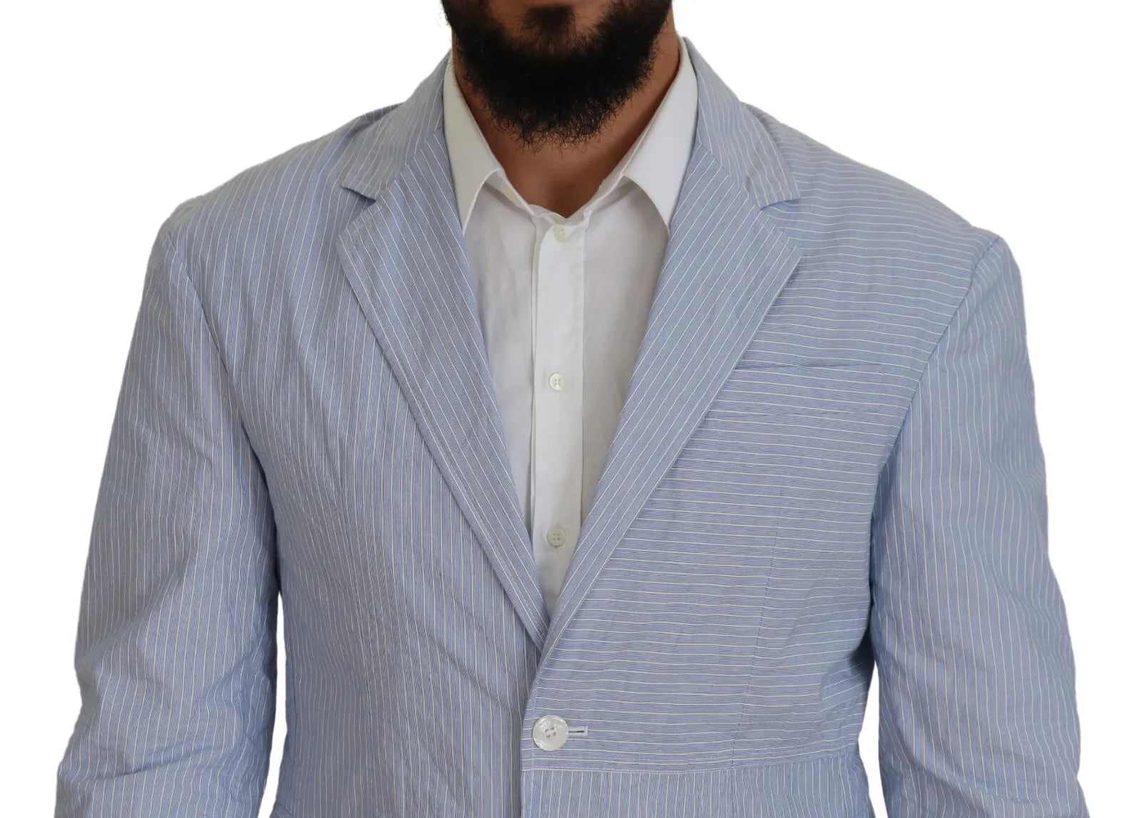 Blazer habillé à rayures bleues et à simple boutonnage