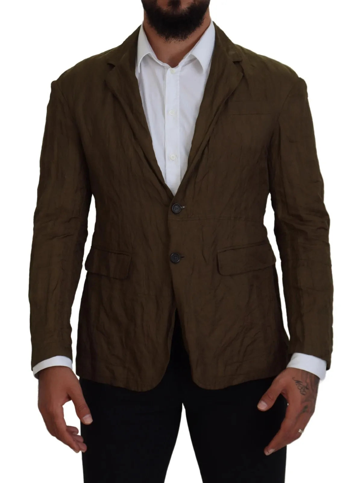 Veste blazer verte à simple boutonnage pour homme