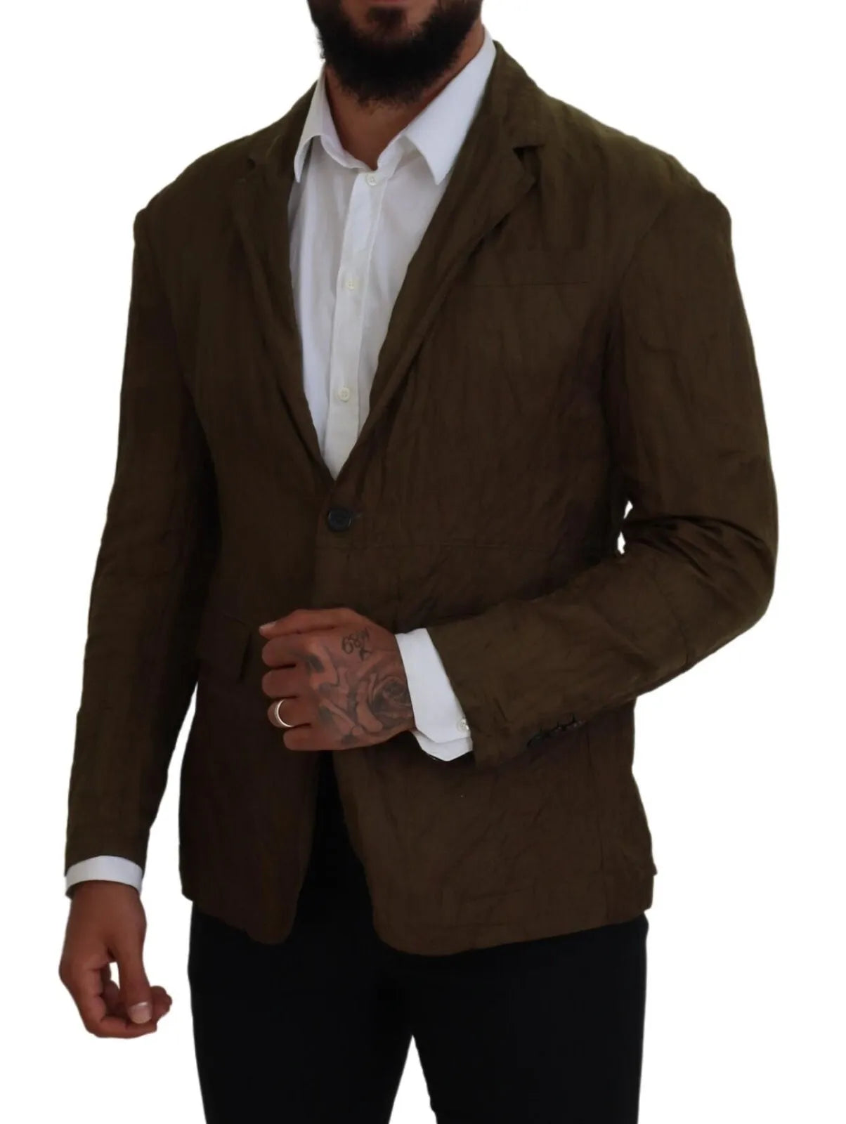 Veste blazer verte à simple boutonnage pour homme