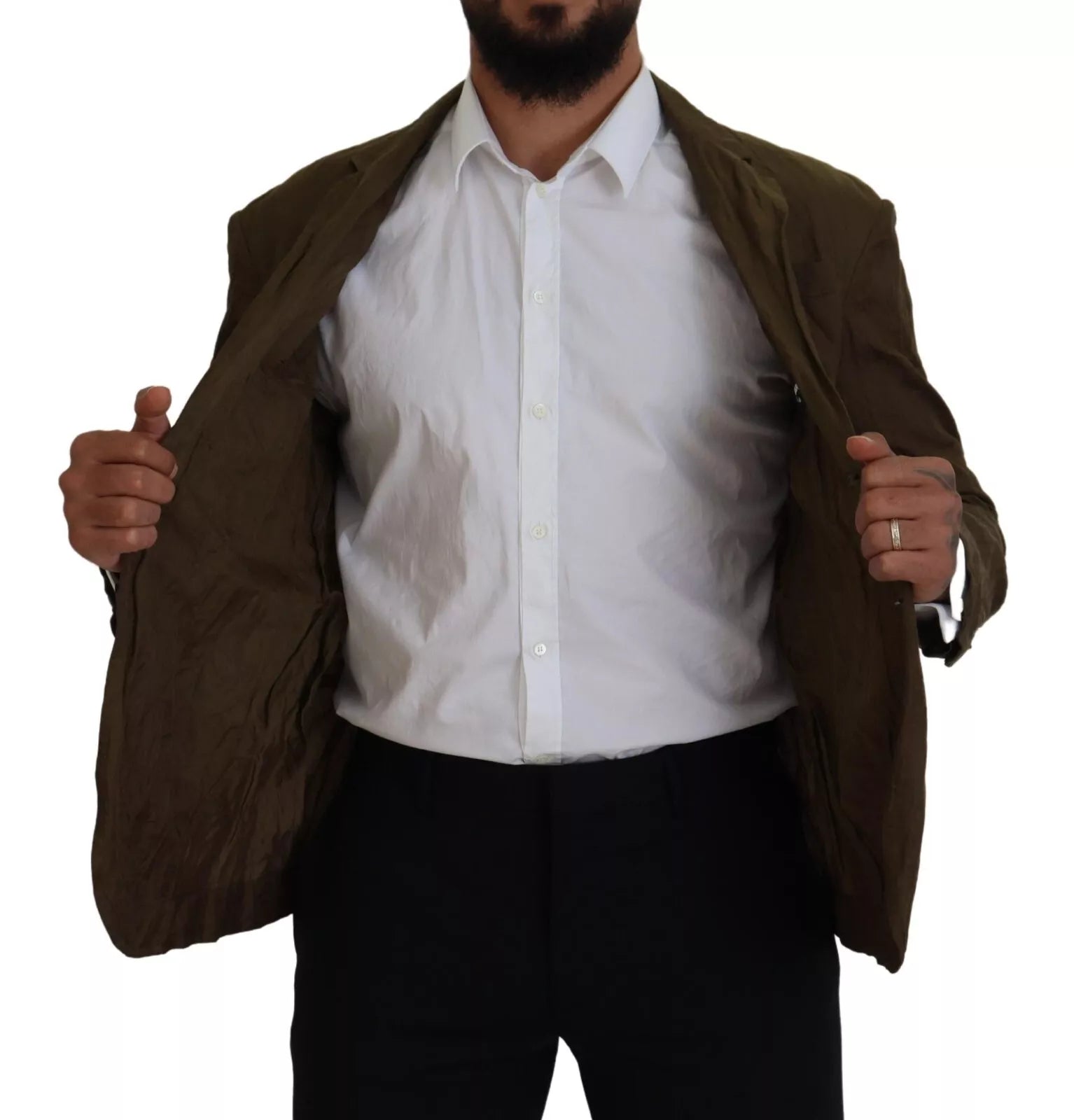 Veste blazer verte à simple boutonnage pour homme