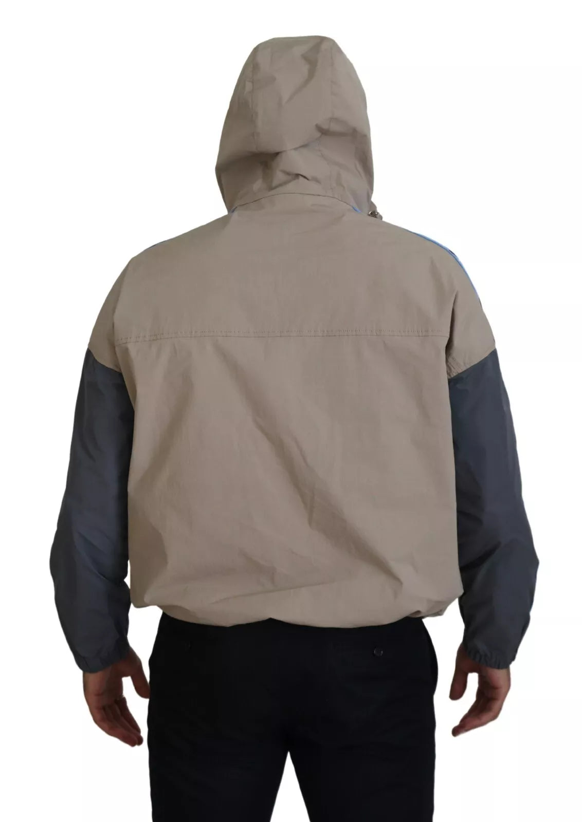 Veste à capuche zippée intégrale marron et grise à manches longues