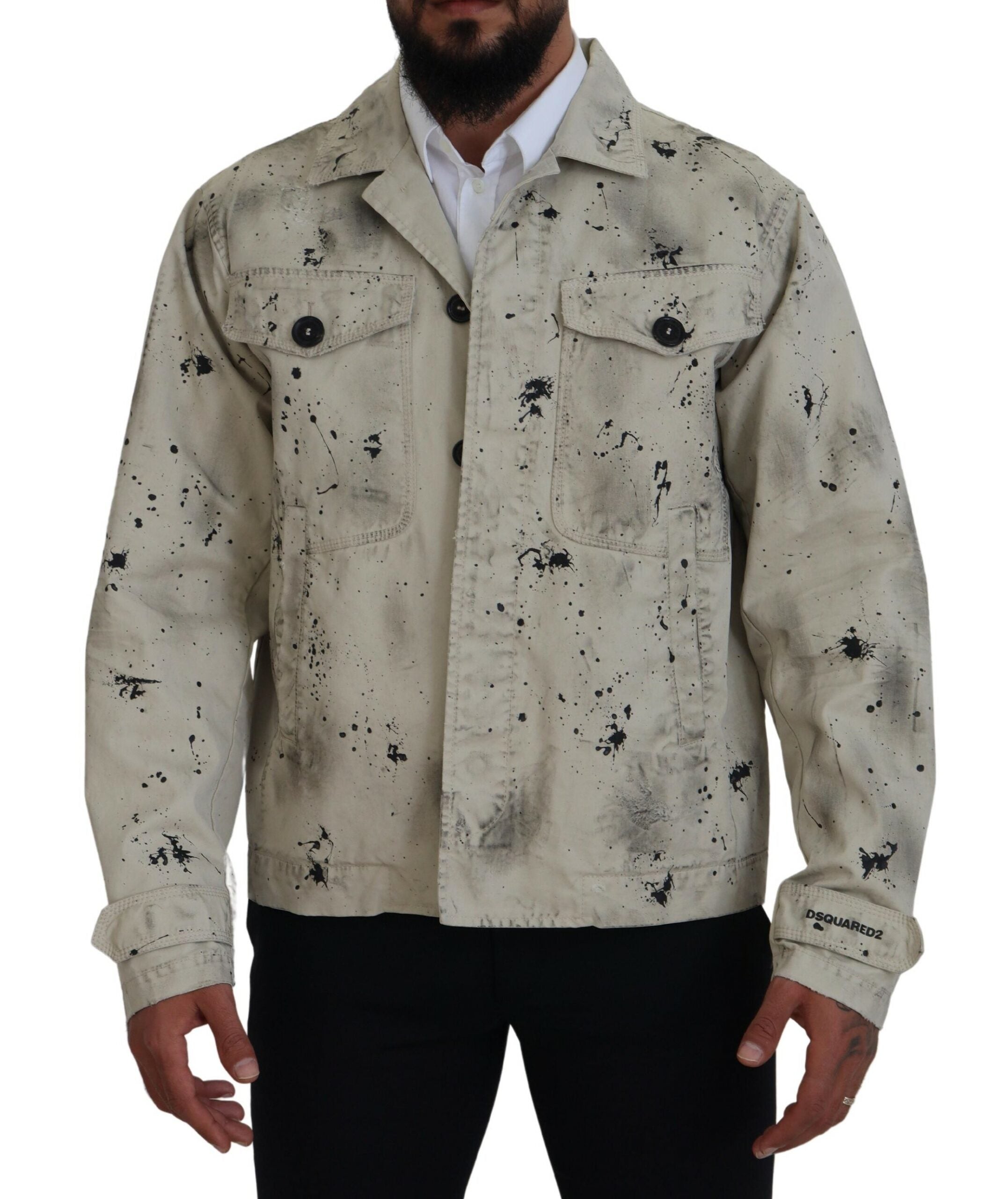 Veste en jean décontractée Off White à imprimé éclaboussures noires