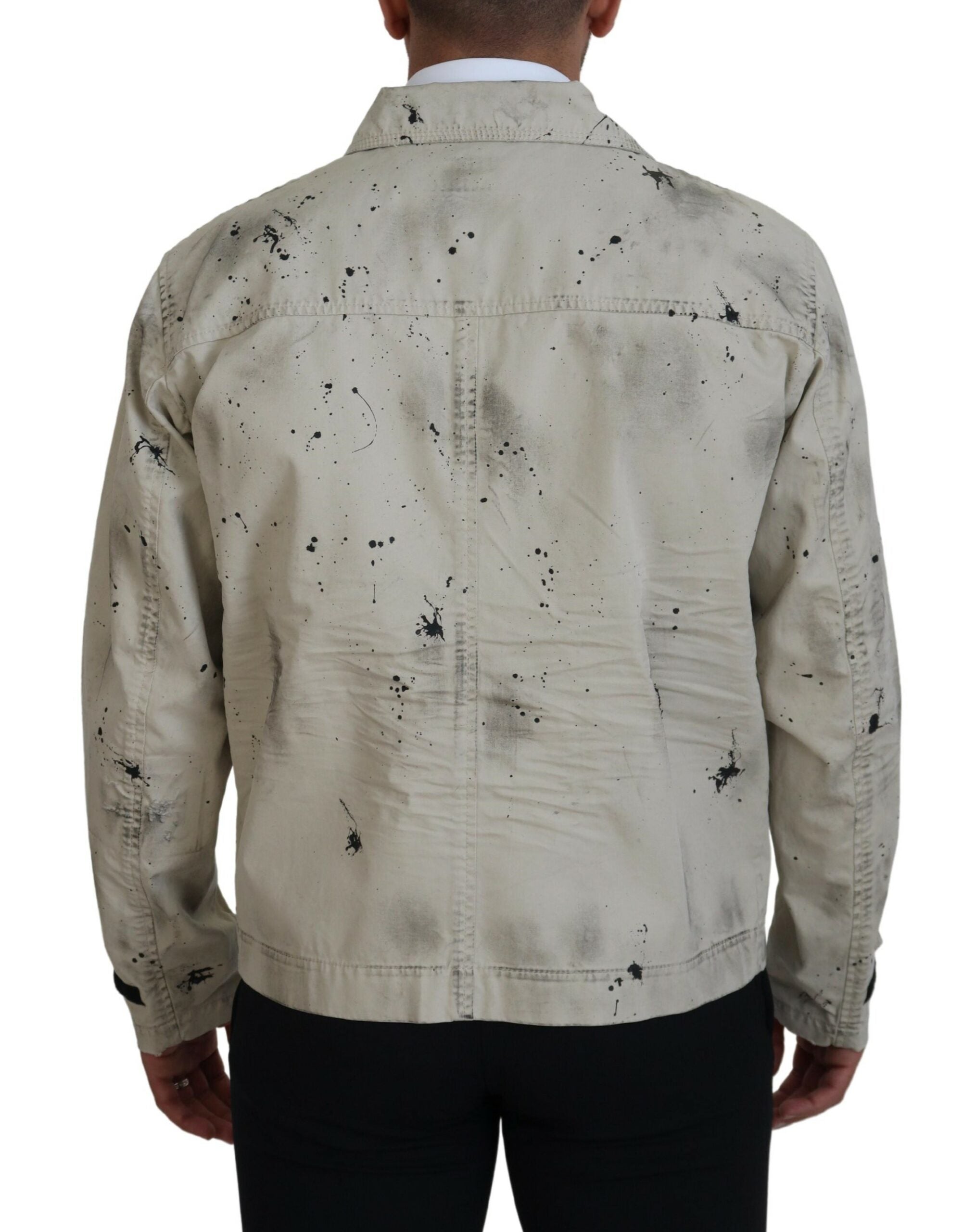 Veste en jean décontractée Off White à imprimé éclaboussures noires