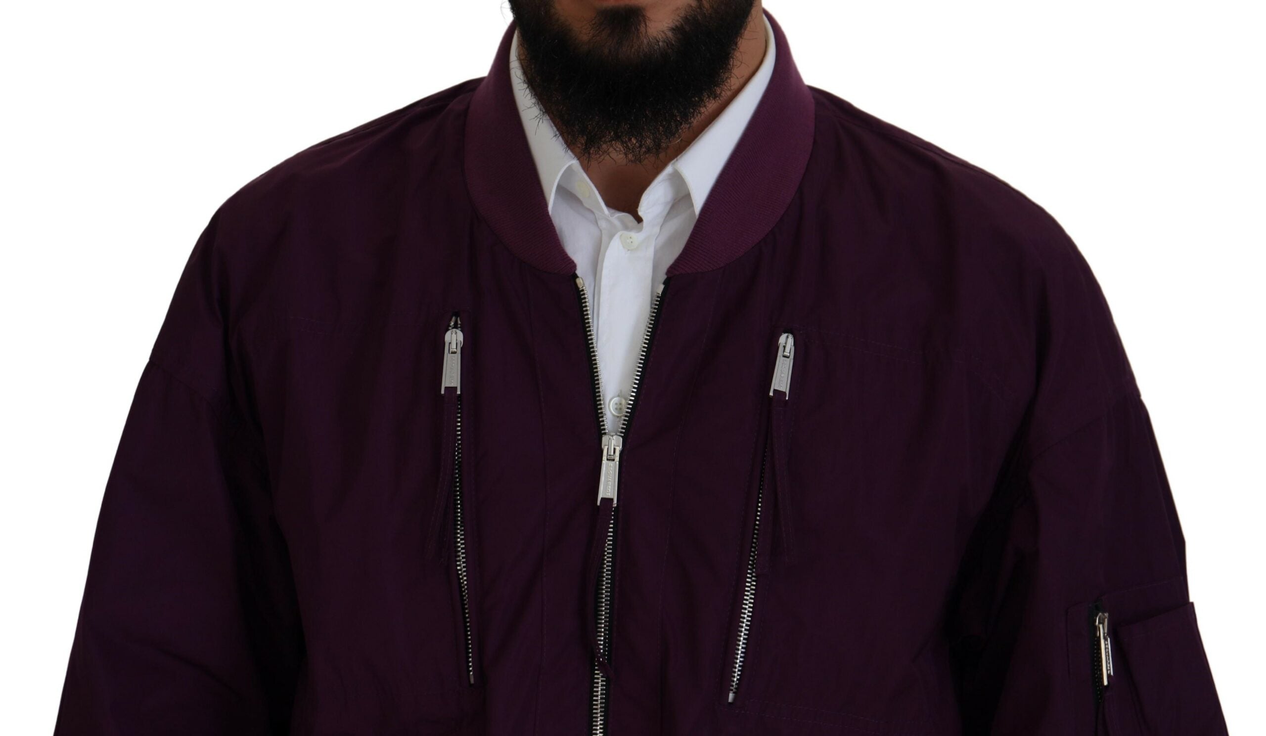 Veste bomber violette en polyester à fermeture éclair intégrale