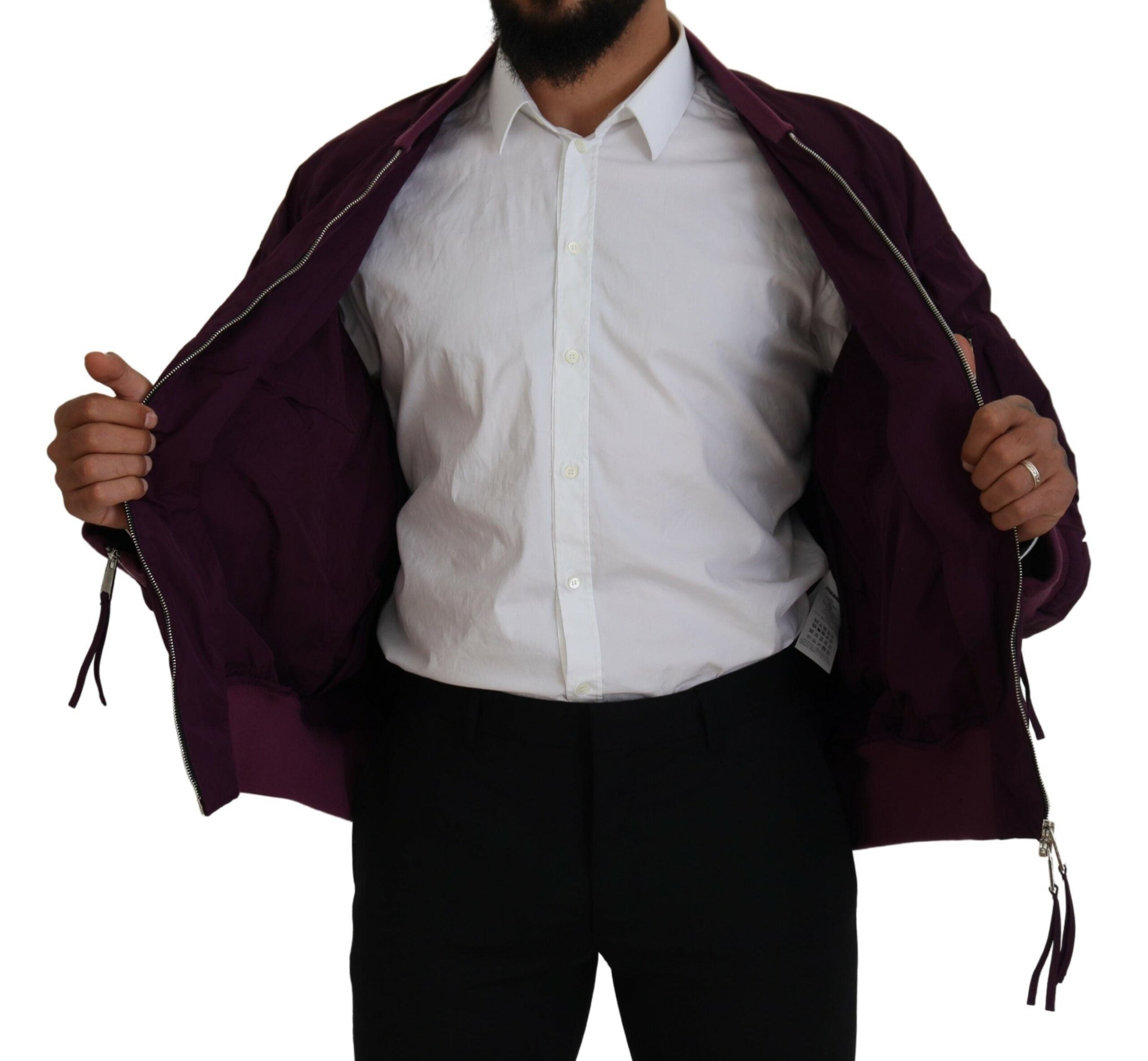 Veste bomber violette en polyester à fermeture éclair intégrale