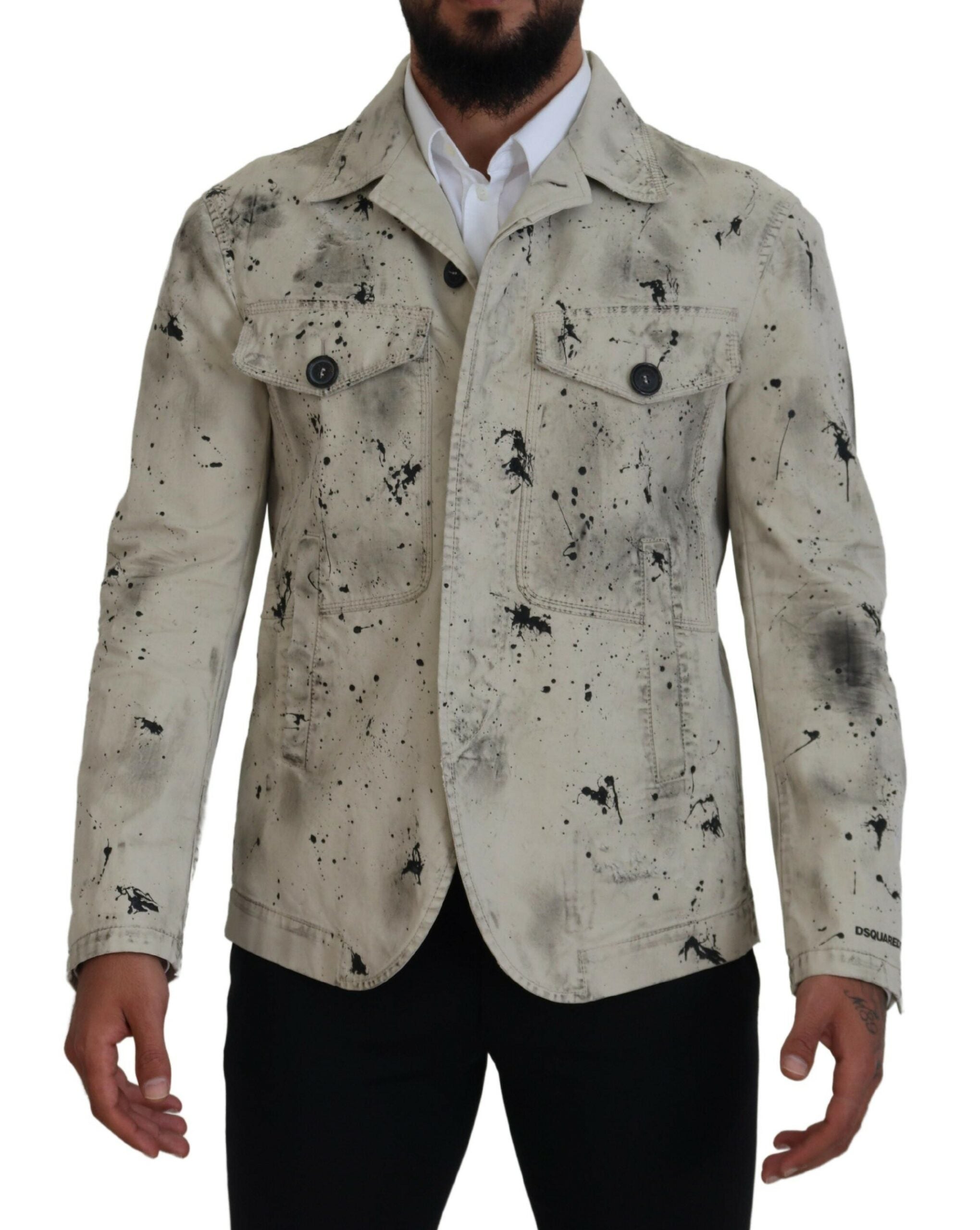 Veste en jean décontractée Off White à imprimé éclaboussures noires