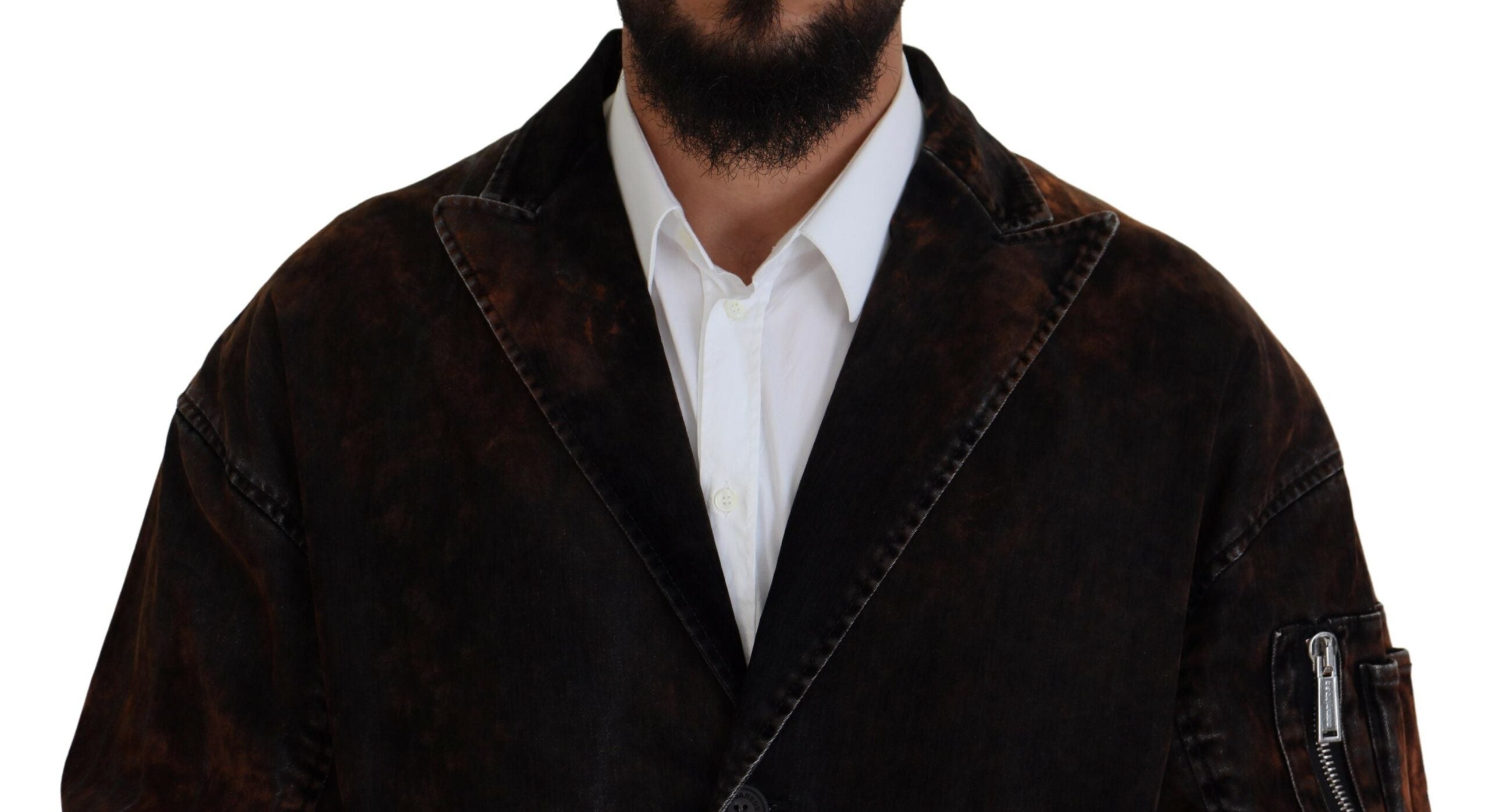 Dsquared² Manteau long homme marron boutonné en coton