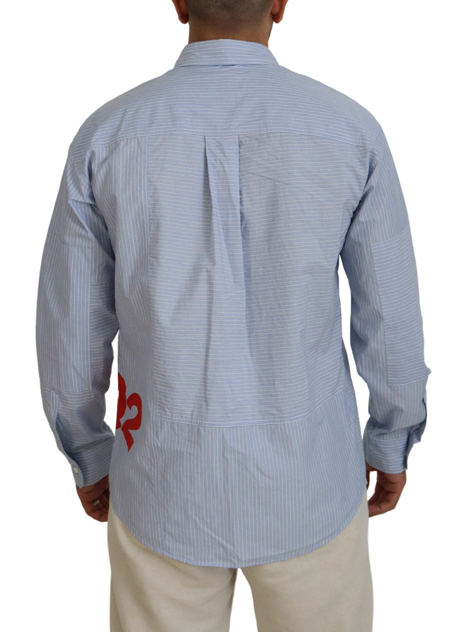 Chemise habillée à manches longues avec imprimé logo à rayures bleues
