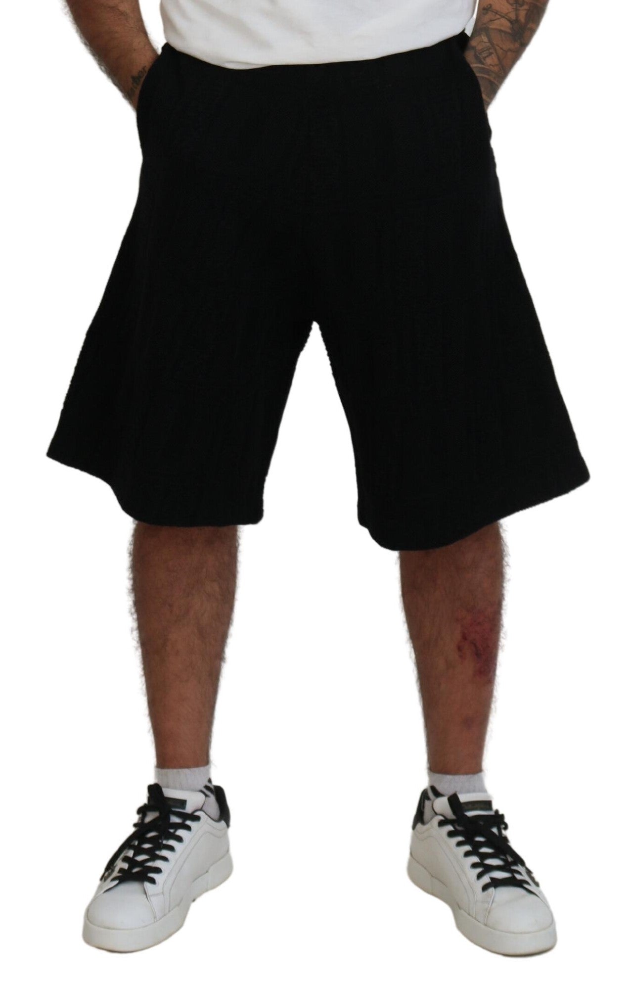 Bermuda noir uni à enfiler pour homme