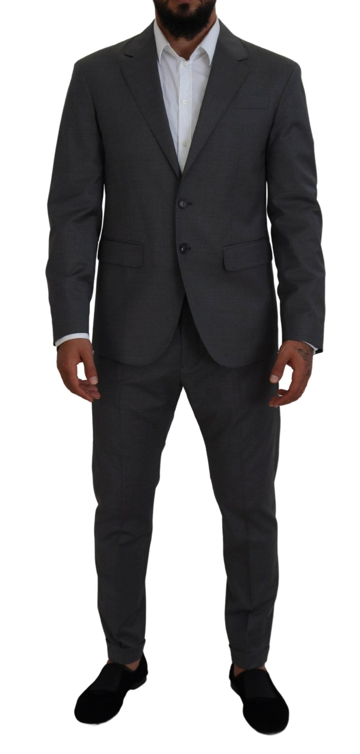 Costume CIPRO deux pièces en laine grise à simple boutonnage